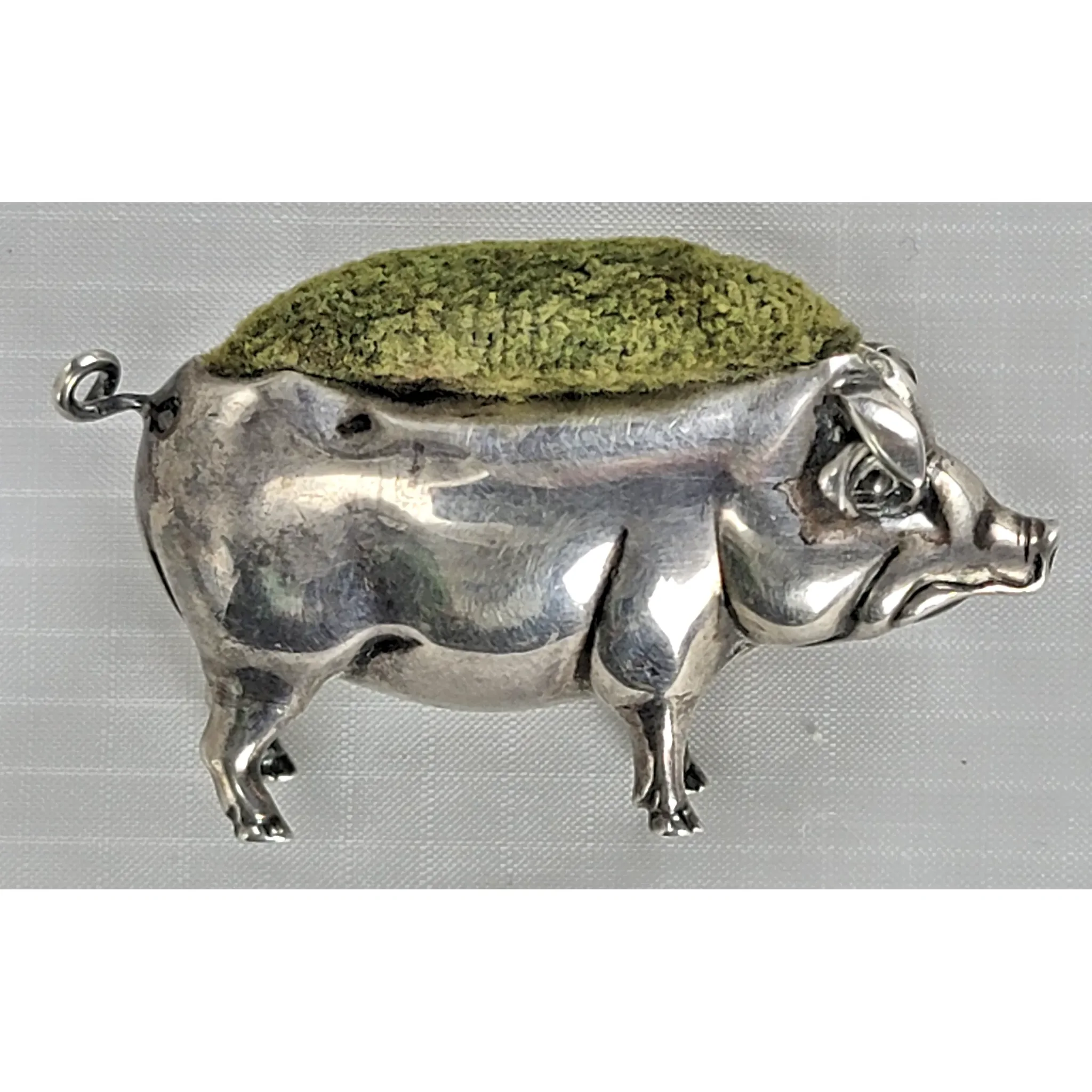 Antique Edwardian Sterling Silver Adie & Lovekin Pig Pin Cushion - Birmingham 1905 - View 5
