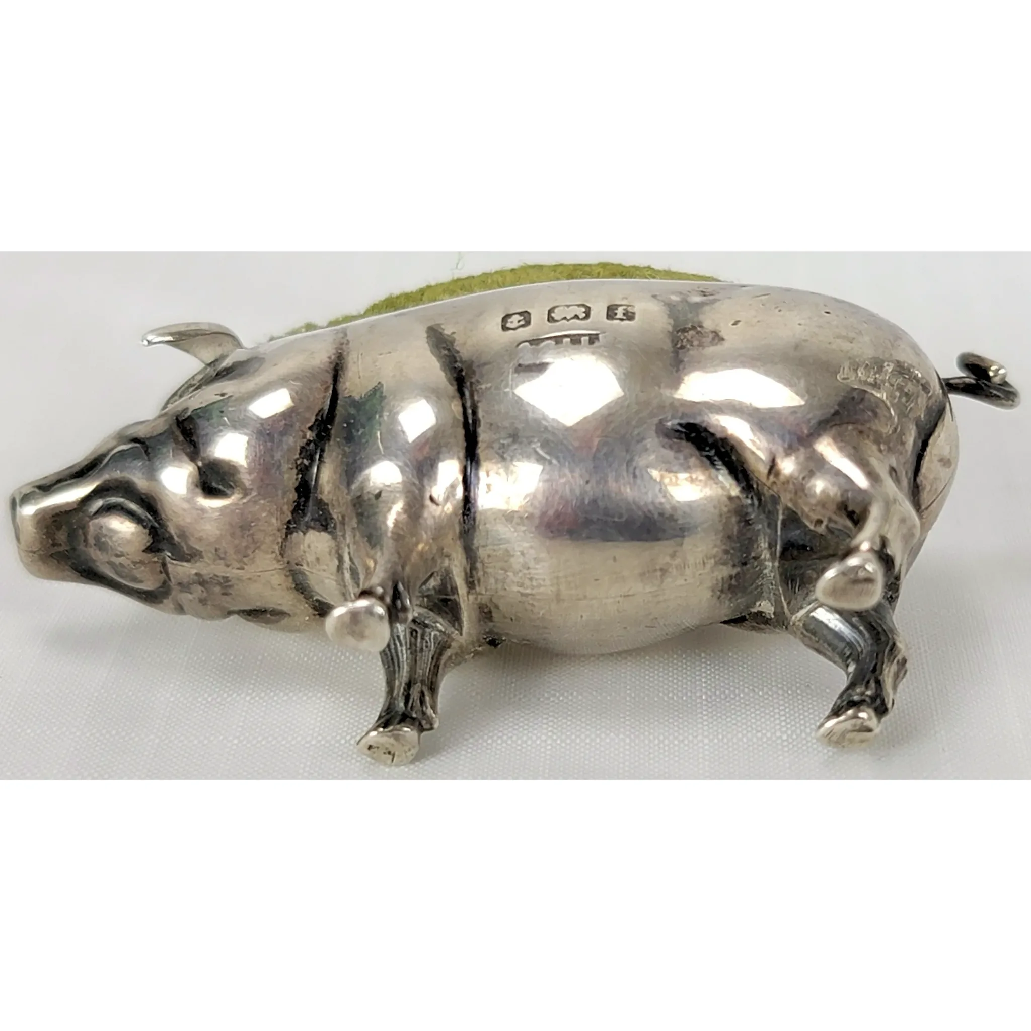 Antique Edwardian Sterling Silver Adie & Lovekin Pig Pin Cushion - Birmingham 1905 - View 7