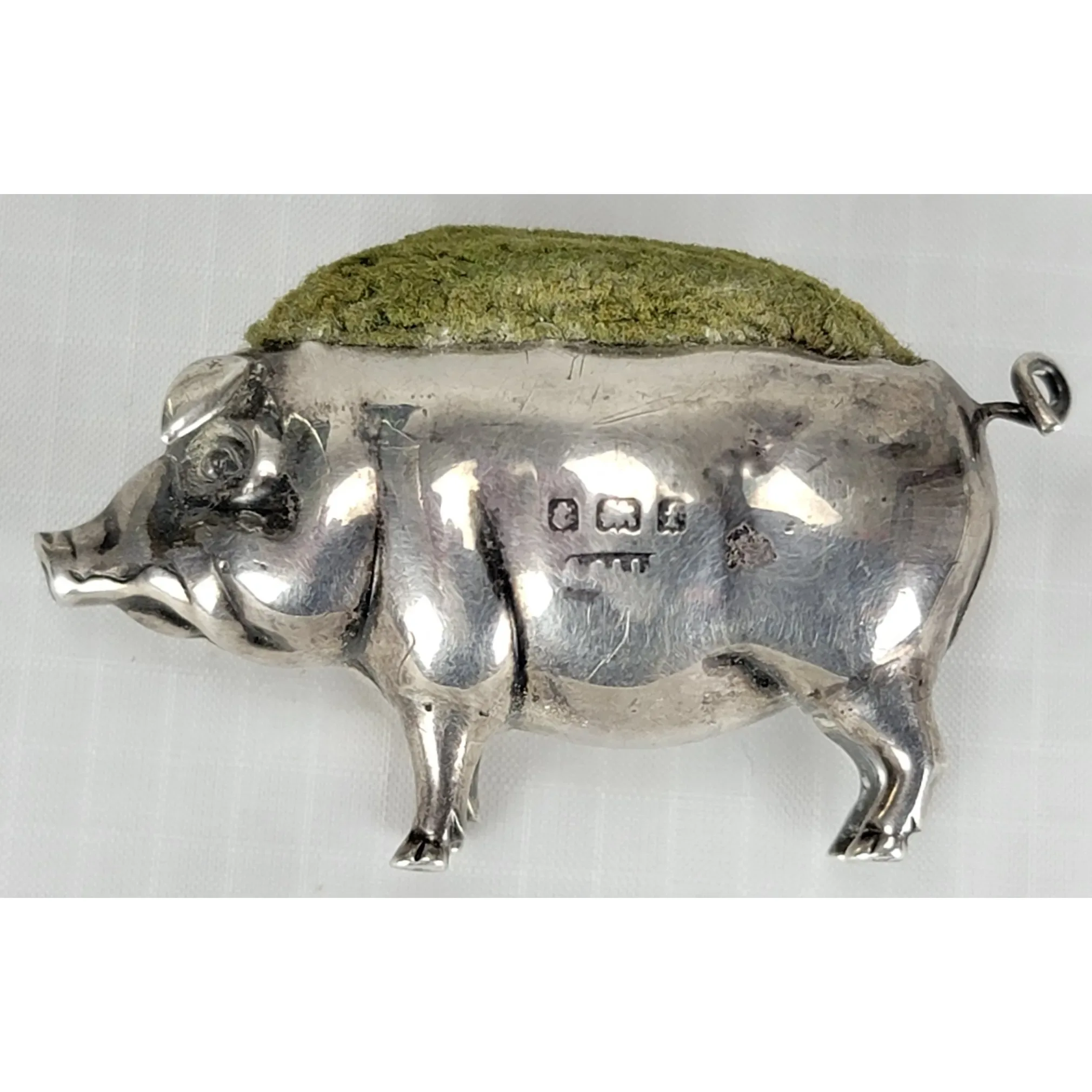 Antique Edwardian Sterling Silver Adie & Lovekin Pig Pin Cushion - Birmingham 1905 - View 8