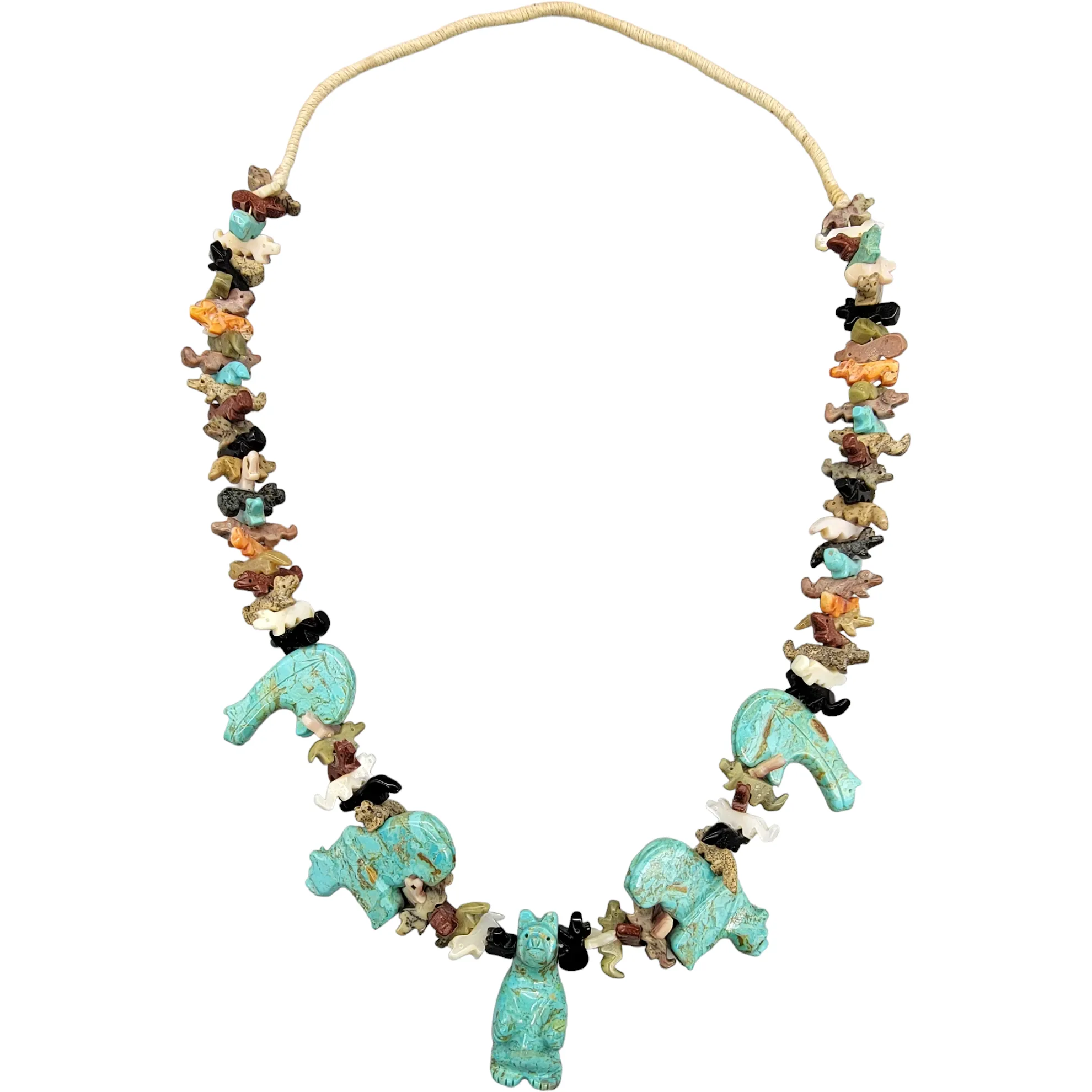 Vintage Navajo Fetish Bear Necklace - View 3