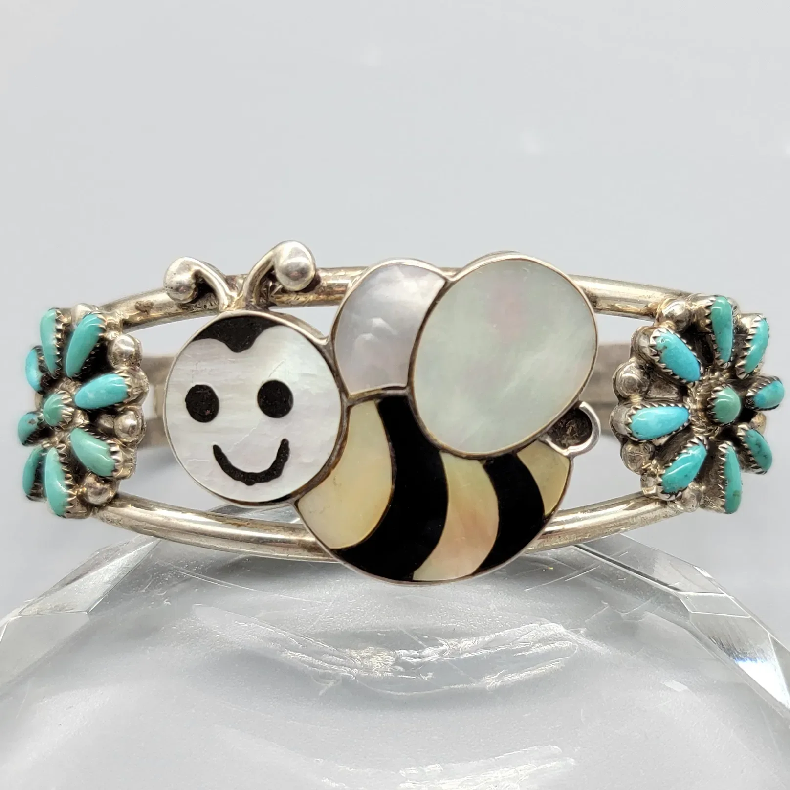 Zuni Bumble Bee Sterling Silver Bracelet - Don & Viola Eriacho - View 2