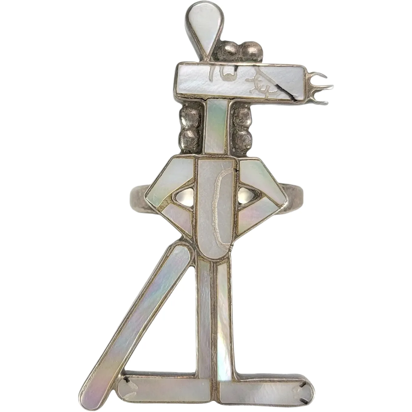 Vintage Zuni Pink Panther Ring - Sterling Silver and MOP - Scarce