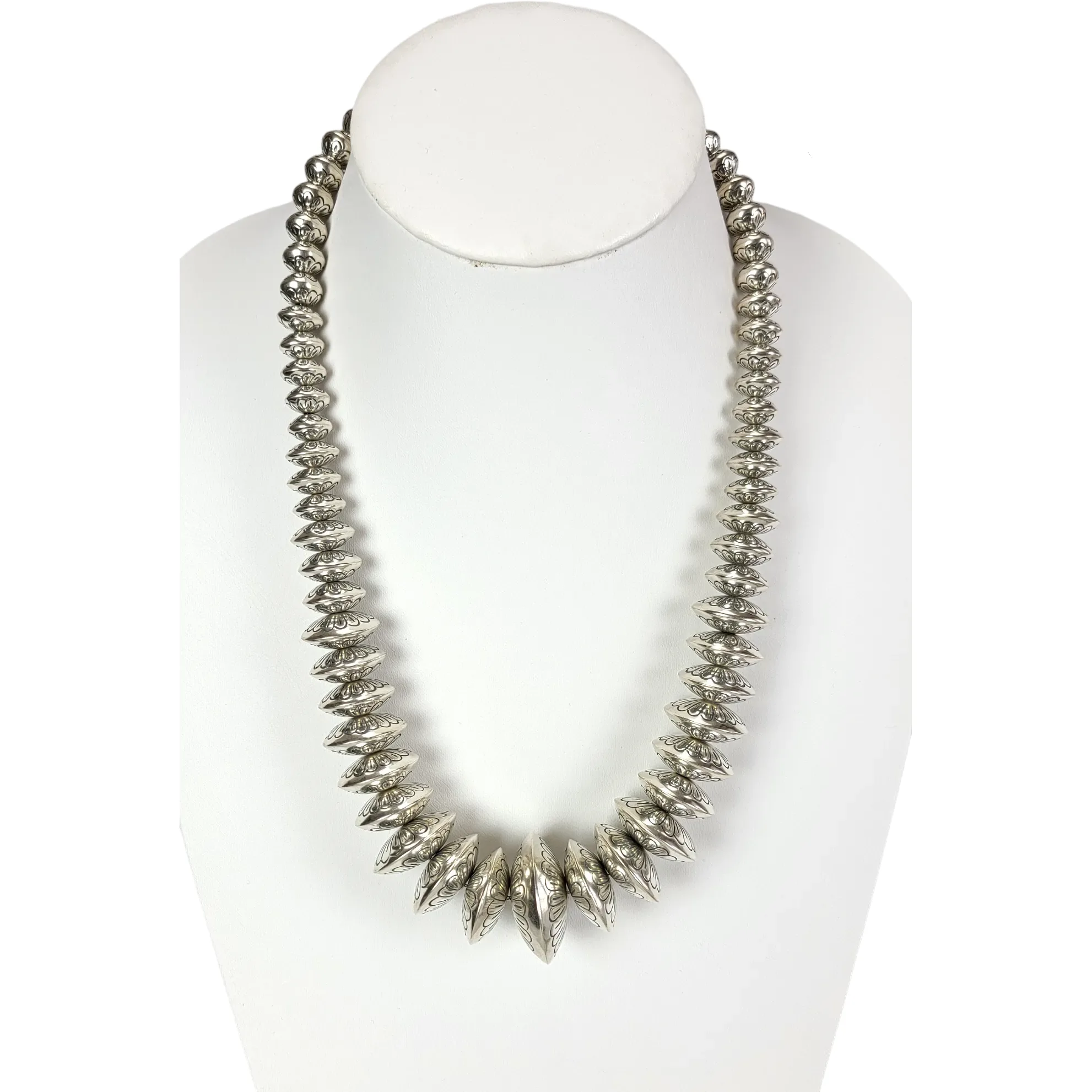 Large Navajo Pearl Sterling Silver Necklace - 192 Grams - Signed