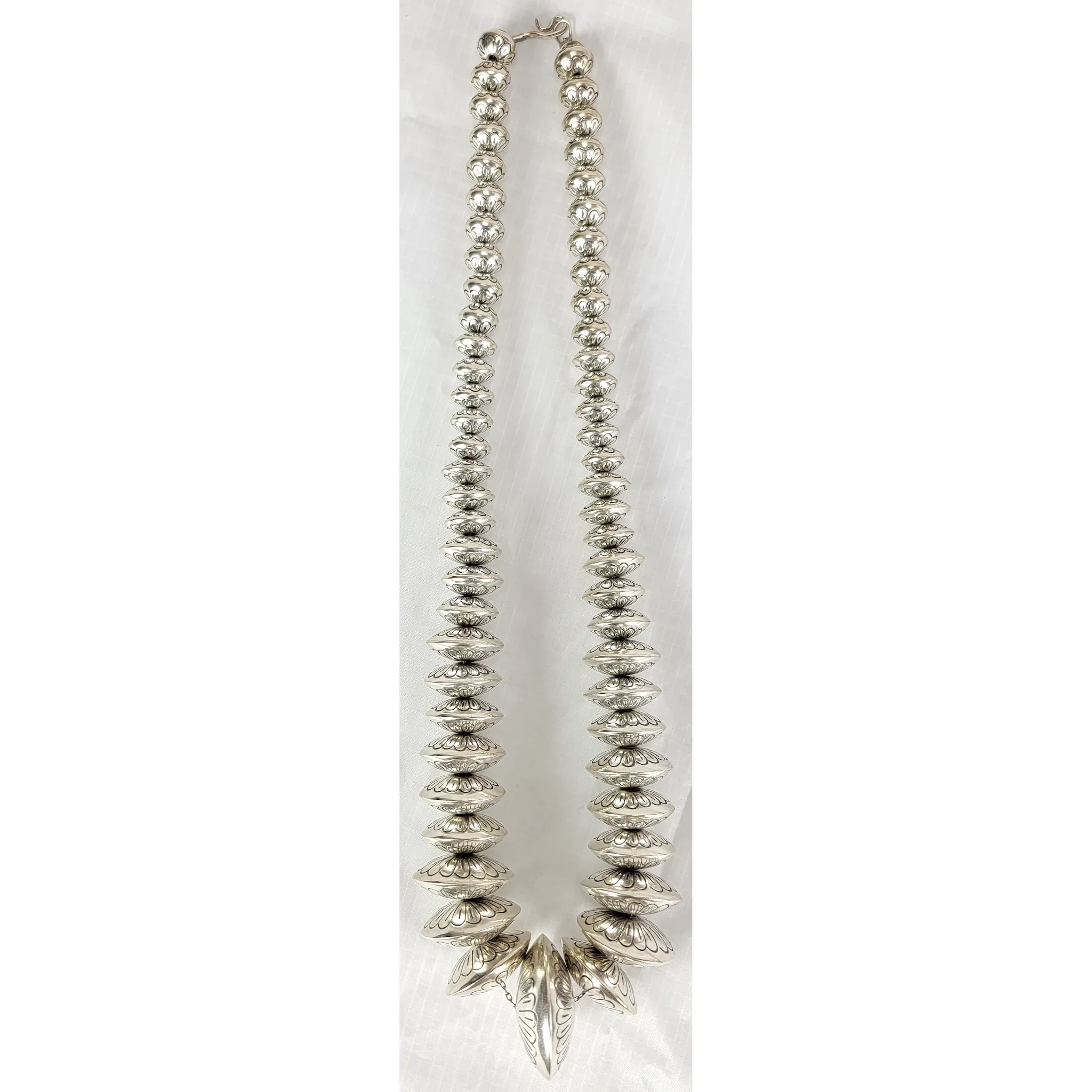 Large Navajo Pearl Sterling Silver Necklace - 192 Grams - Signed - View 2
