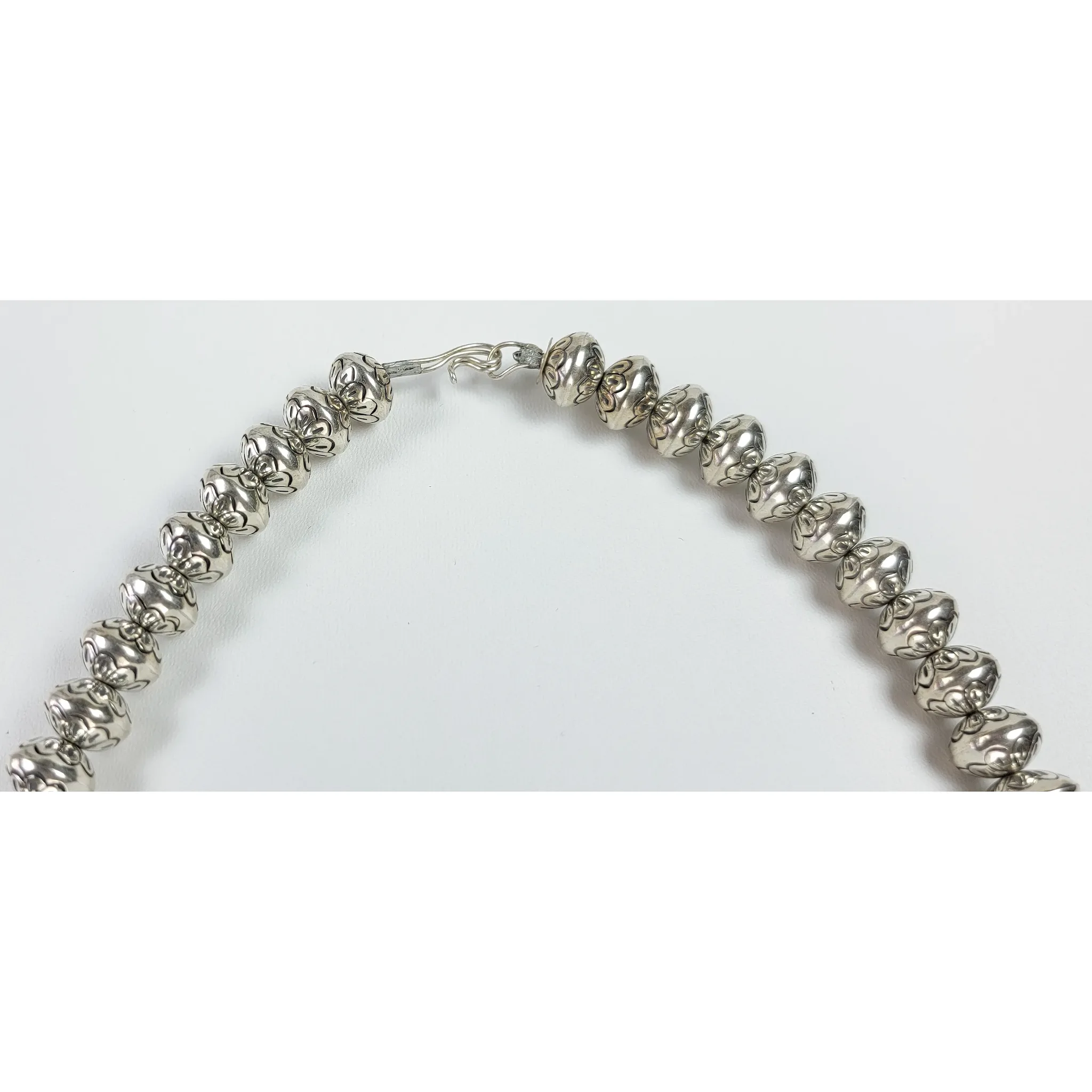 Large Navajo Pearl Sterling Silver Necklace - 192 Grams - Signed - View 6