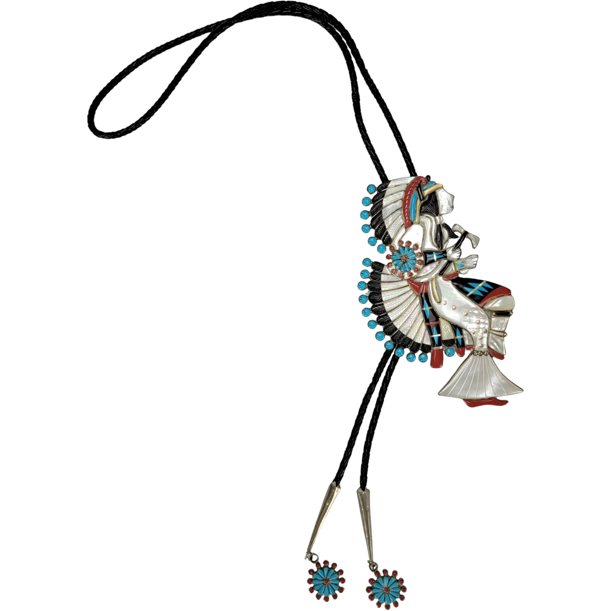 Vintage Zuni Kachina Dancer Bolo Tie