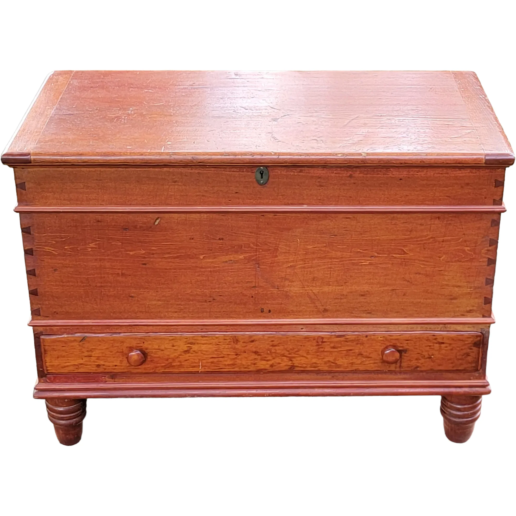 Antique 19th Century Dovetailed Pine Blanket Chest