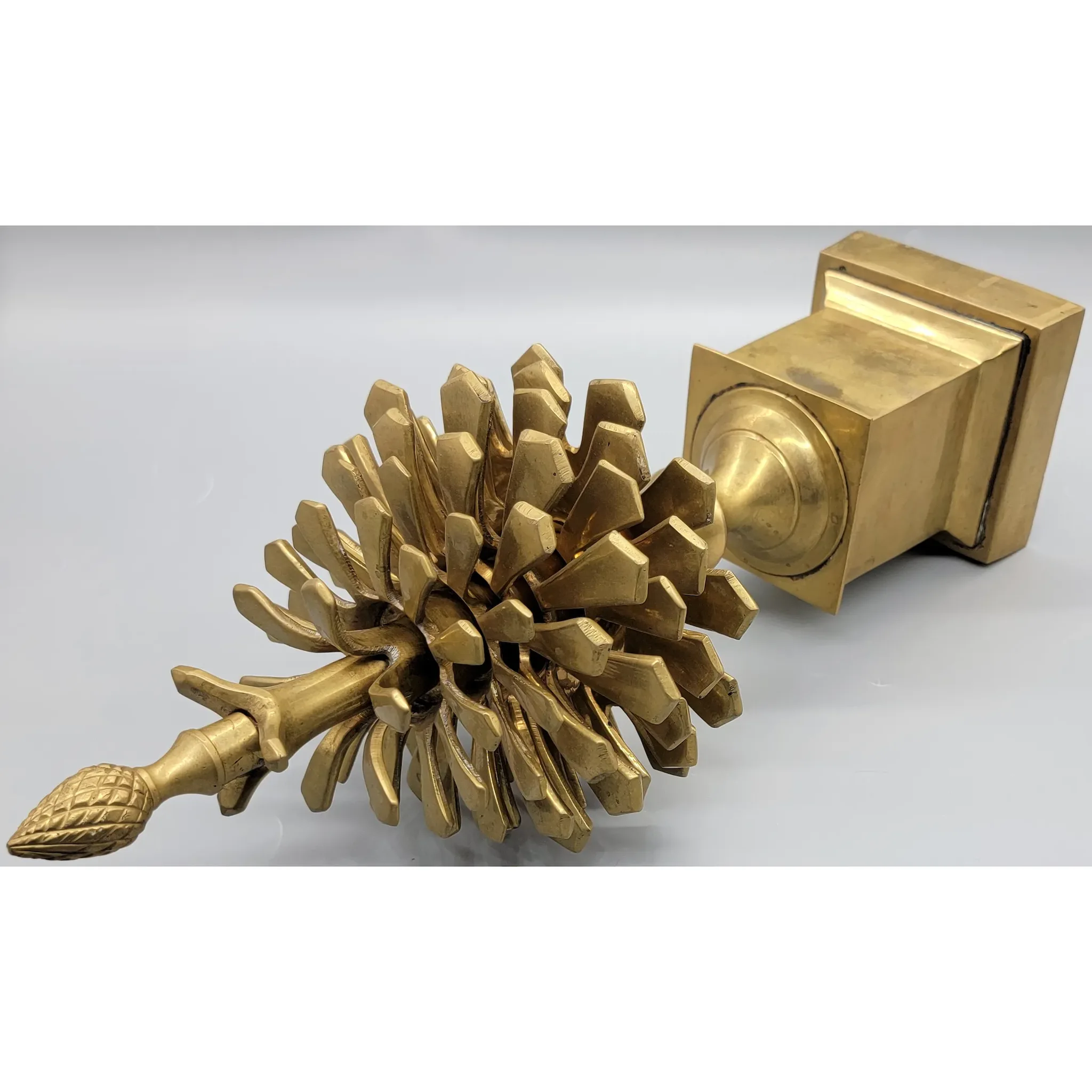 Pair Mottahedeh Solid Brass Pinecone Garnitures - View 3