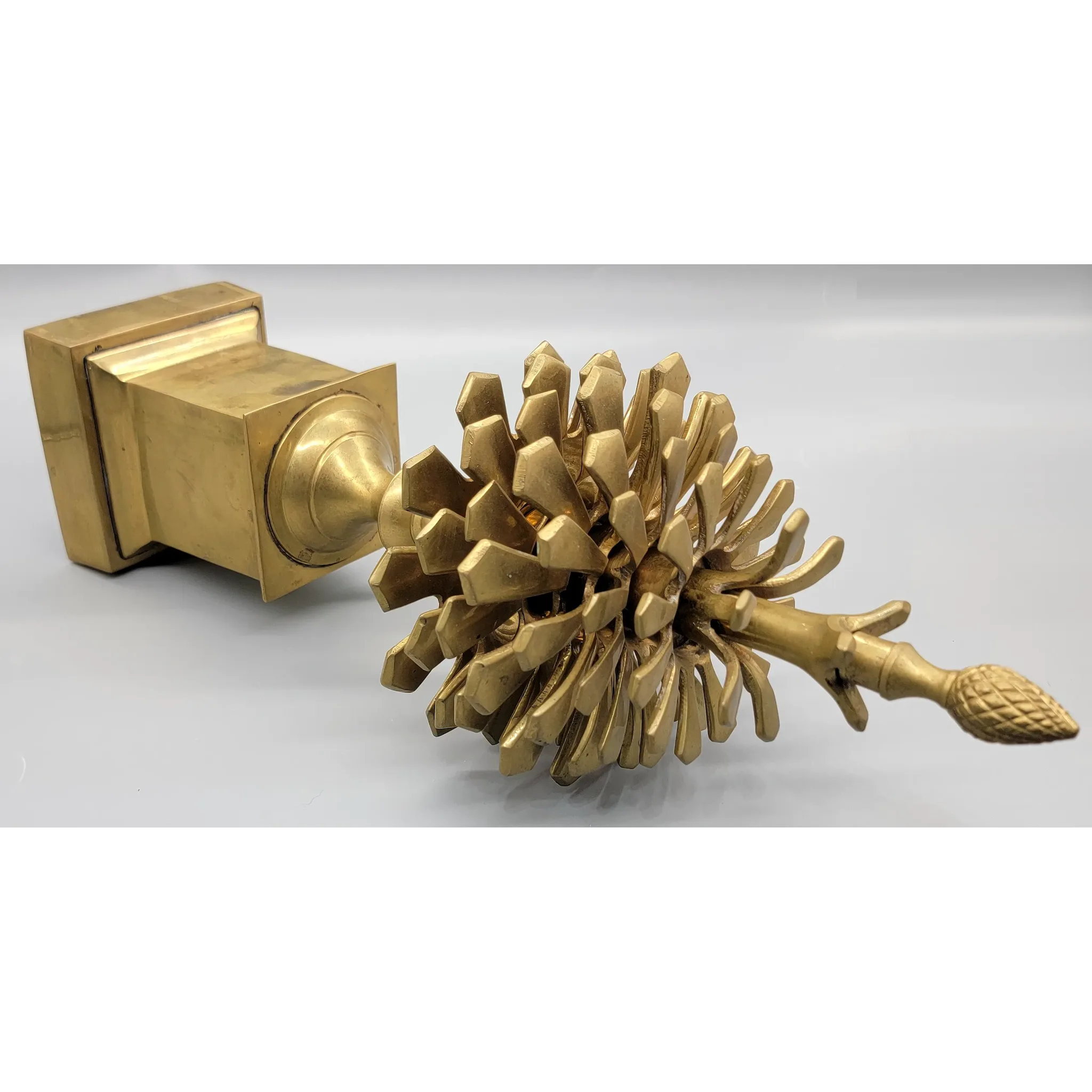 Pair Mottahedeh Solid Brass Pinecone Garnitures - View 5
