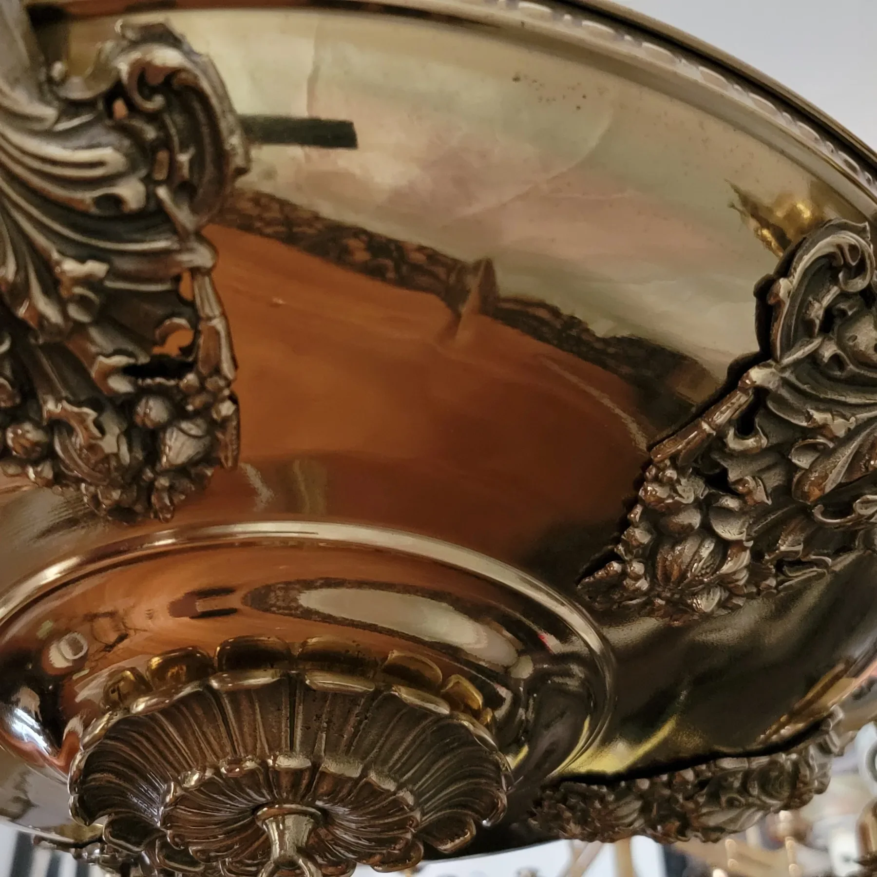 Antique Brass 5 Light Figural Maiden Fixture - Aurene Glass Shades: glass, red, antique, antique (view 17) - Lighting