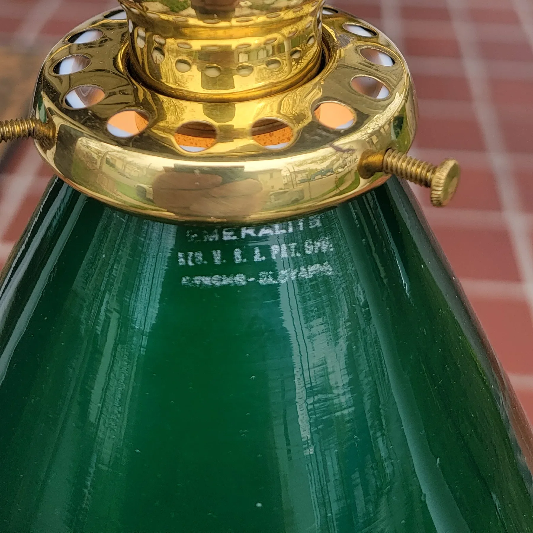 Antique Brass Billiards 4-Light Fixture - Emeralite Cone Shades - View 13