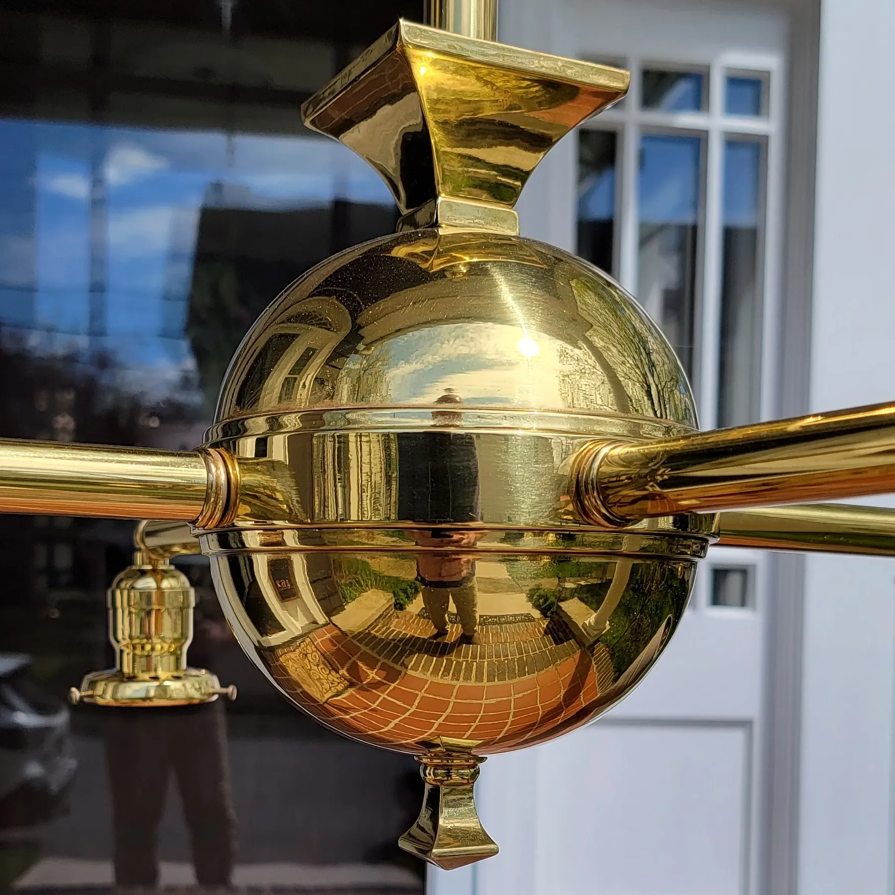 Antique Brass Billiards 4-Light Fixture - Emeralite Cone Shades - View 7