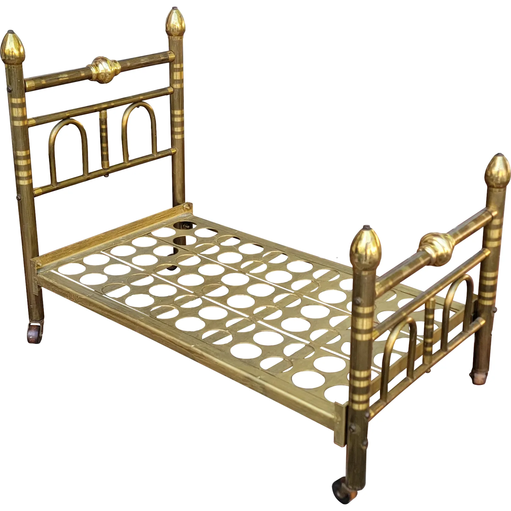Early 20th Century Large Brass Doll Bed - for dolls up to 23"L
