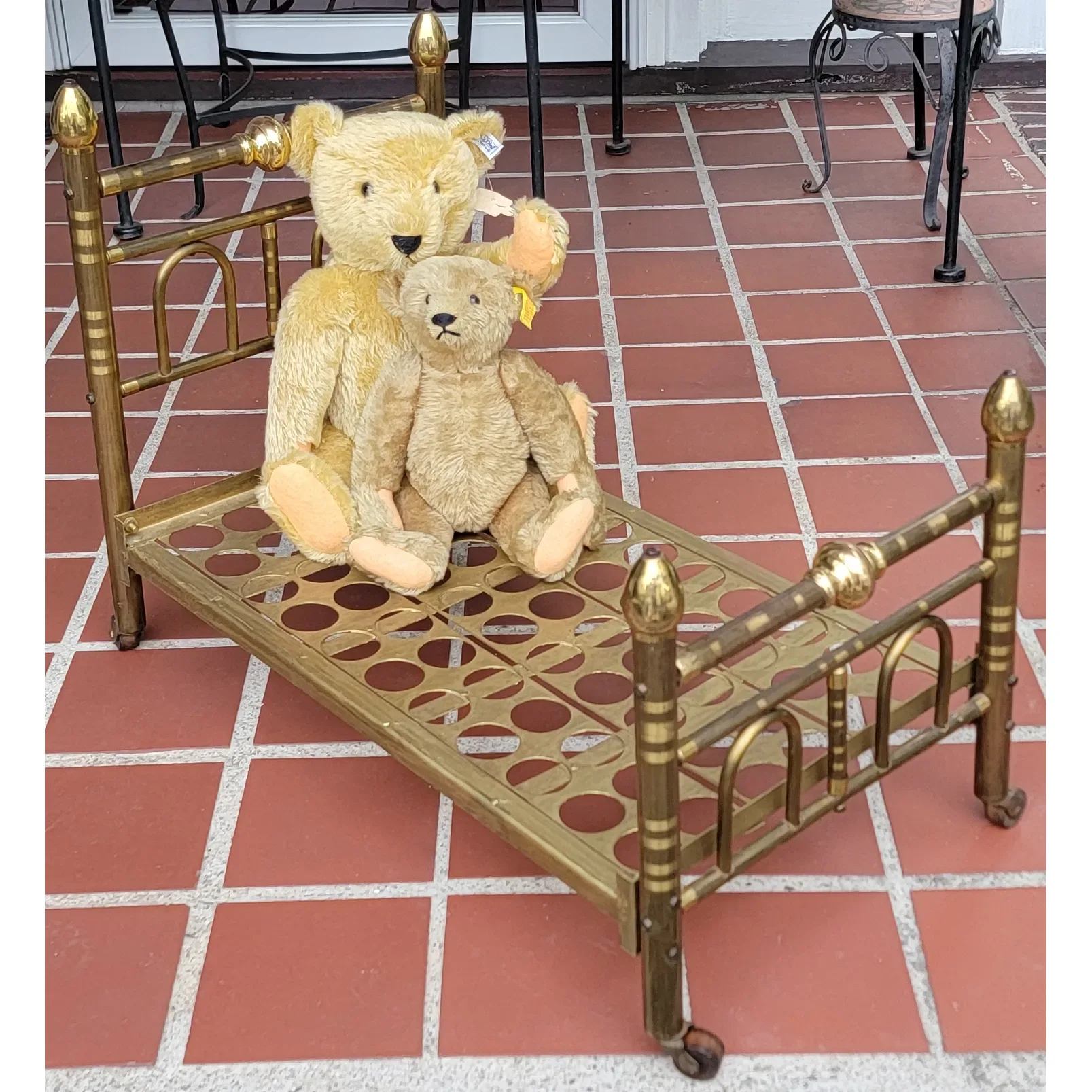 Early 20th Century Large Brass Doll Bed - for dolls up to 23"L - View 2