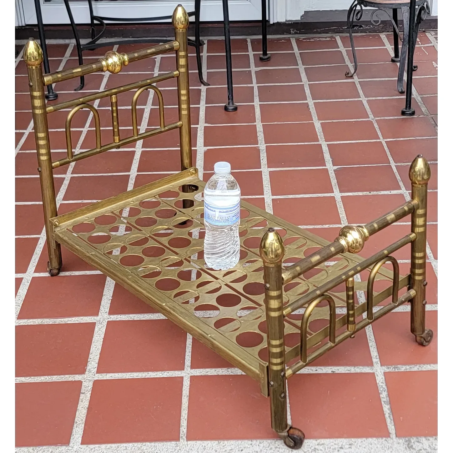 Early 20th Century Large Brass Doll Bed - for dolls up to 23"L - View 3