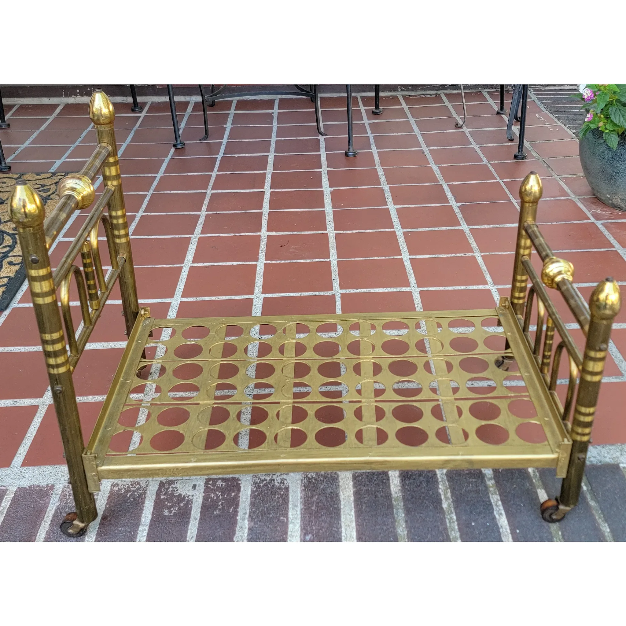 Early 20th Century Large Brass Doll Bed - for dolls up to 23"L - View 4