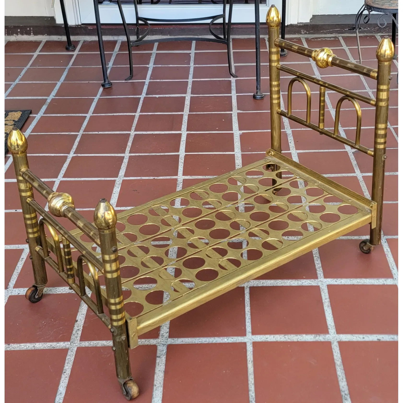 Early 20th Century Large Brass Doll Bed - for dolls up to 23"L - View 5