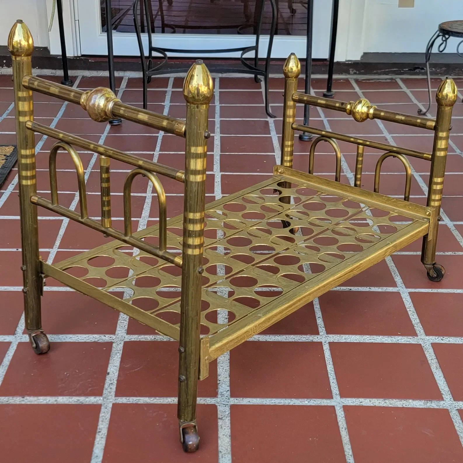 Early 20th Century Large Brass Doll Bed - for dolls up to 23"L - View 6