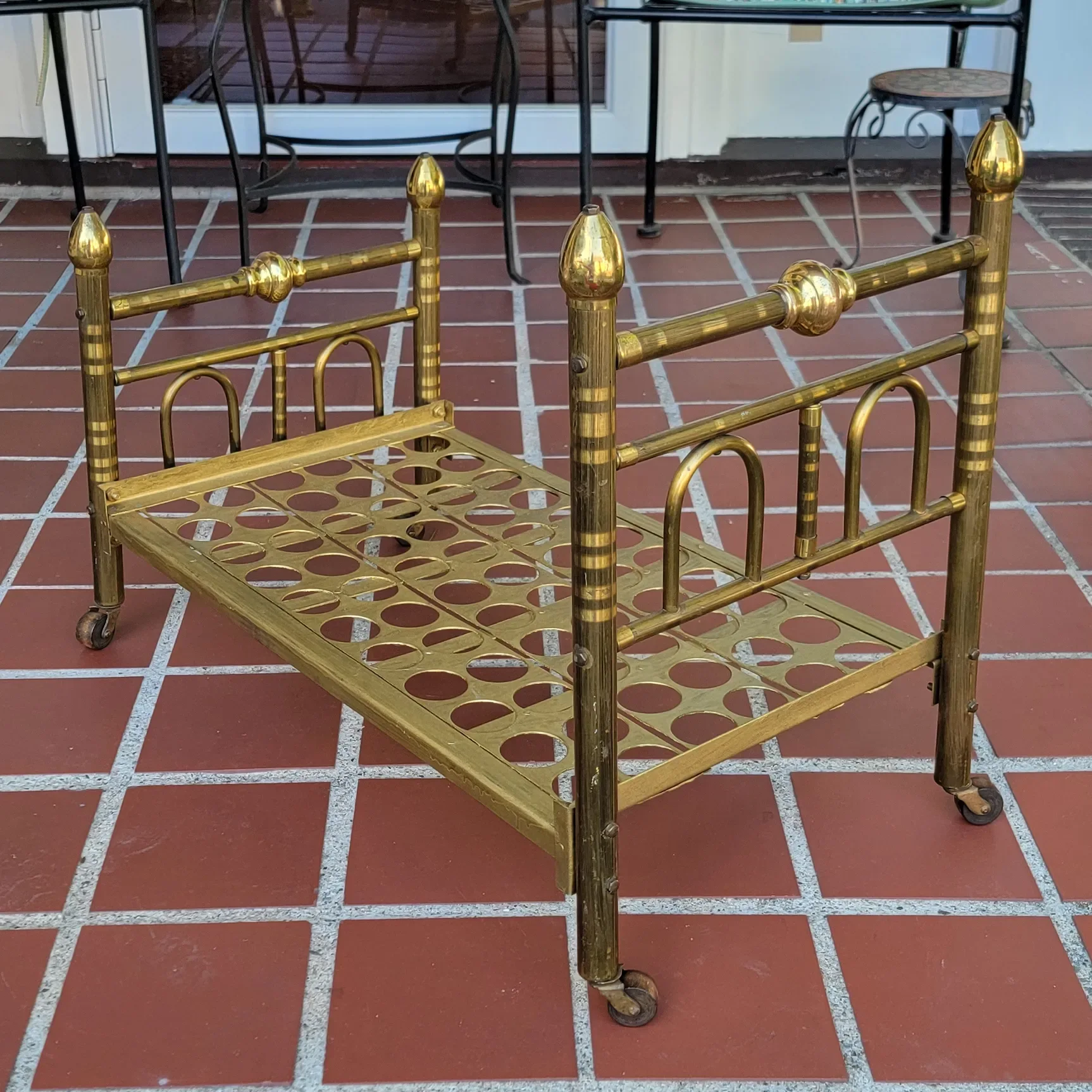 Early 20th Century Large Brass Doll Bed - for dolls up to 23"L - View 7