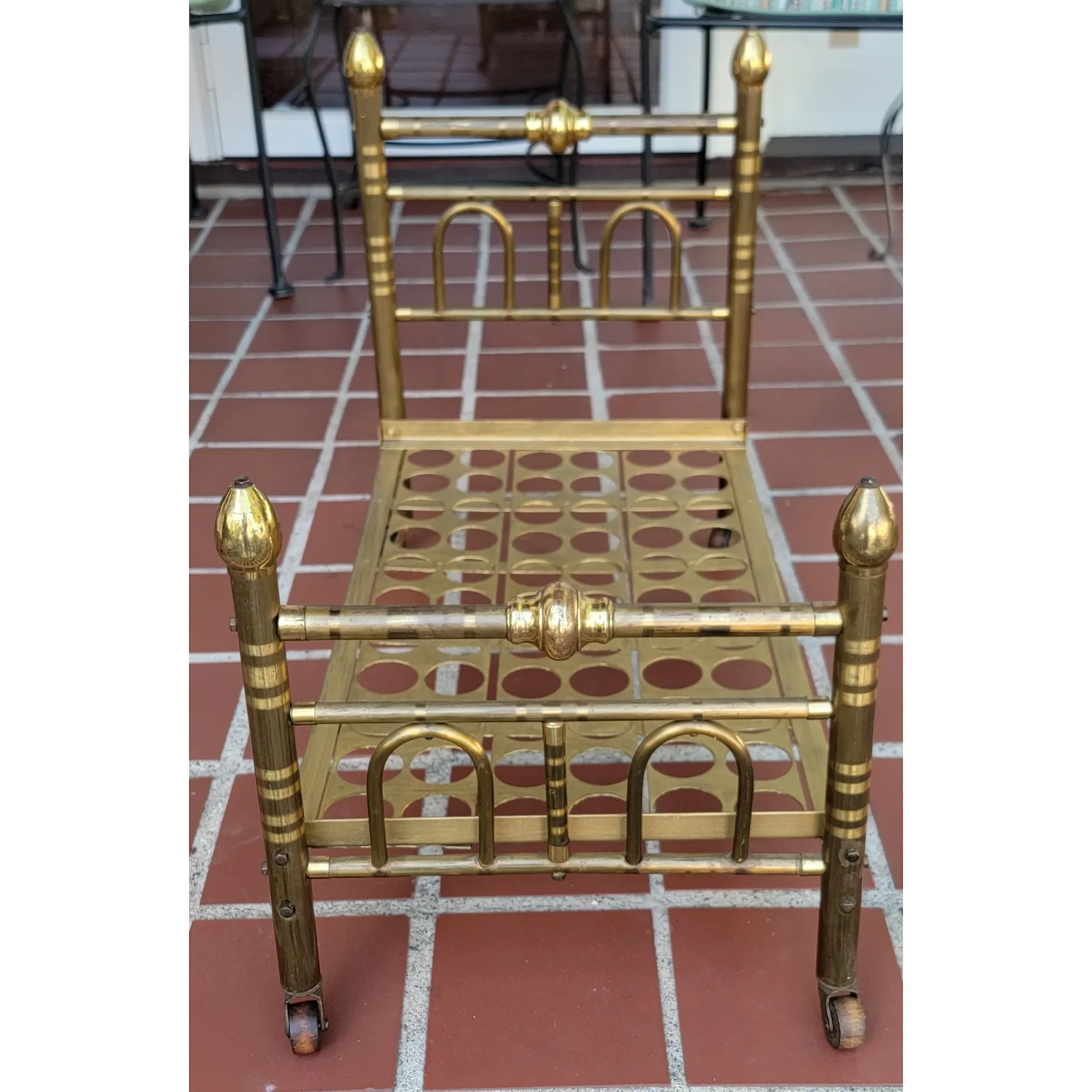 Early 20th Century Large Brass Doll Bed - for dolls up to 23"L - View 8