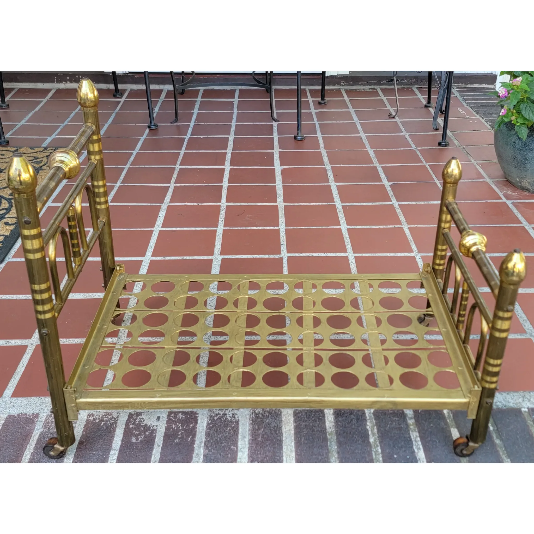 Early 20th Century Large Brass Doll Bed - for dolls up to 23"L - View 9