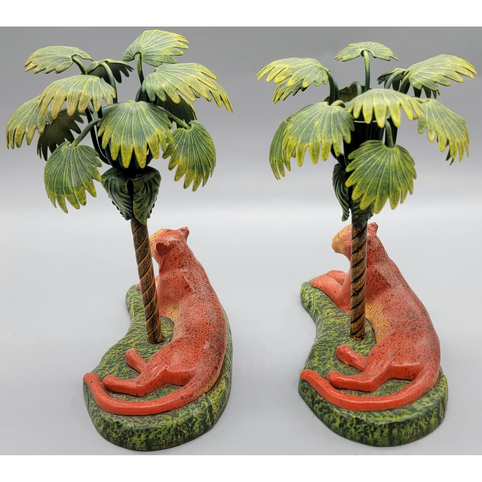 Pair Petites Choses Leopard Lying Down Metal Candlesticks - Big Cat - View 4