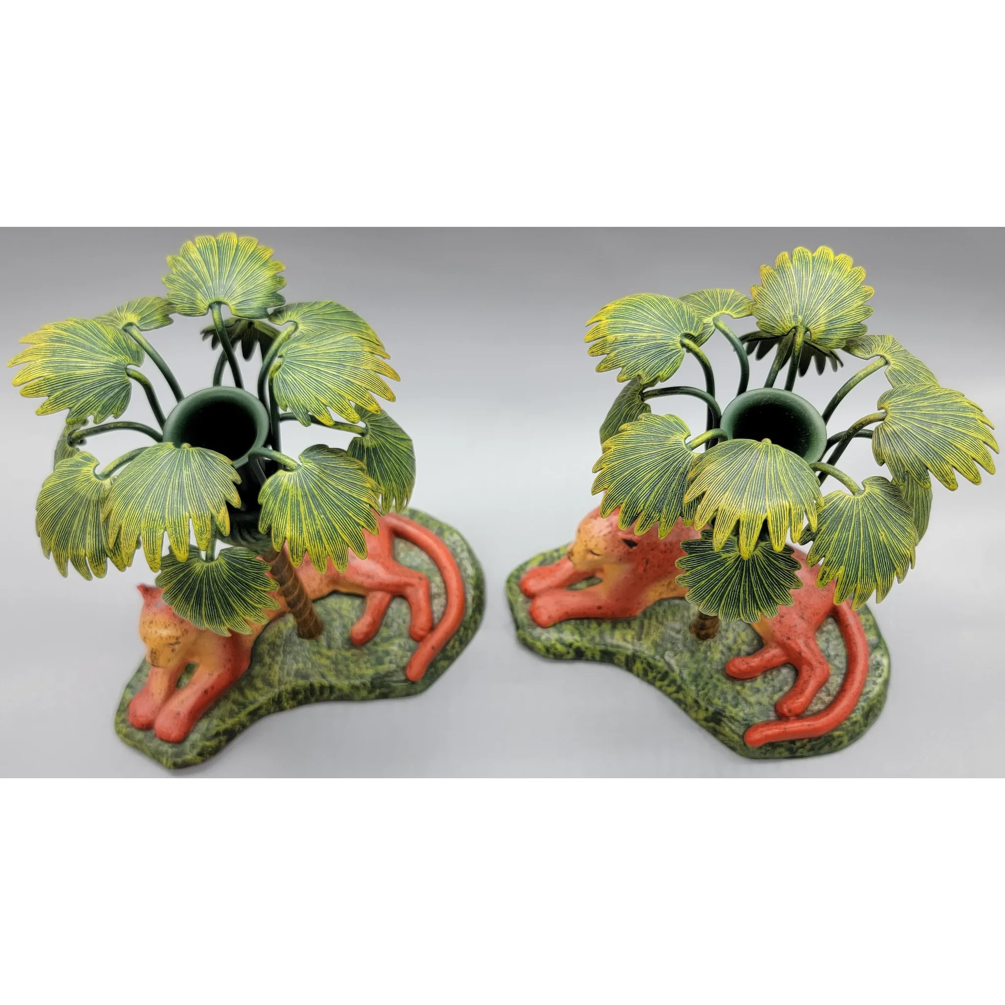 Pair Petites Choses Leopard Lying Down Metal Candlesticks - Big Cat - View 7
