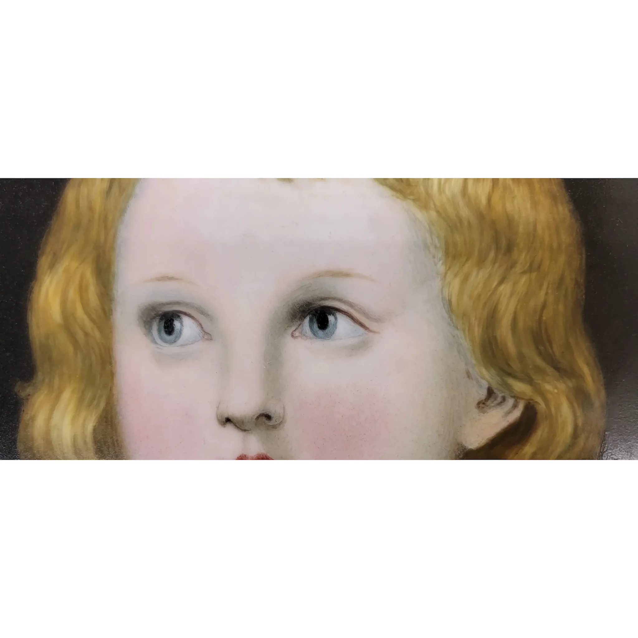 Antique HP Porcelain Plaque - after Christian Lebrecht Vogel - The Artists Children (head of a child) 11" - View 3