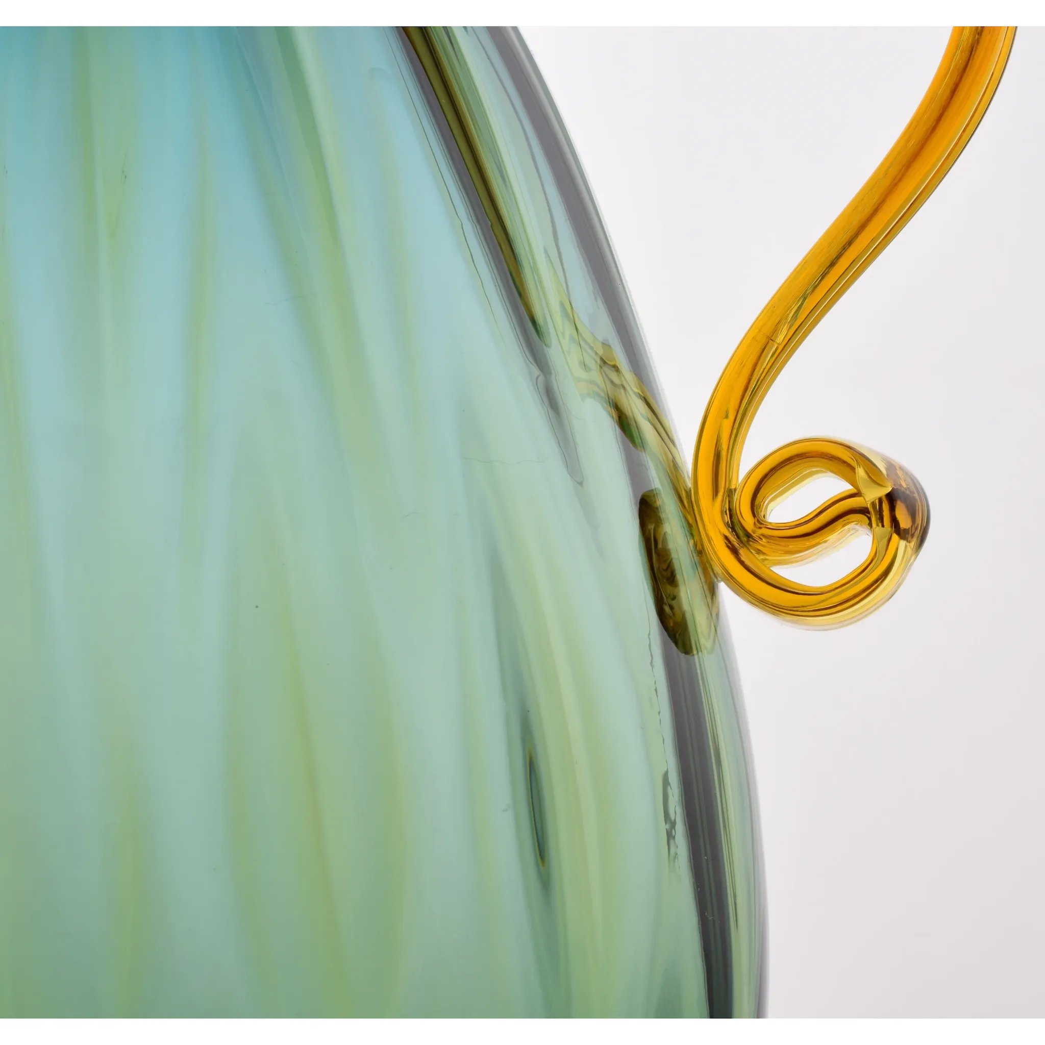 Blenko Glass 2003 Double Handle Vase 9421 - Desert Green / Topaz - View 6