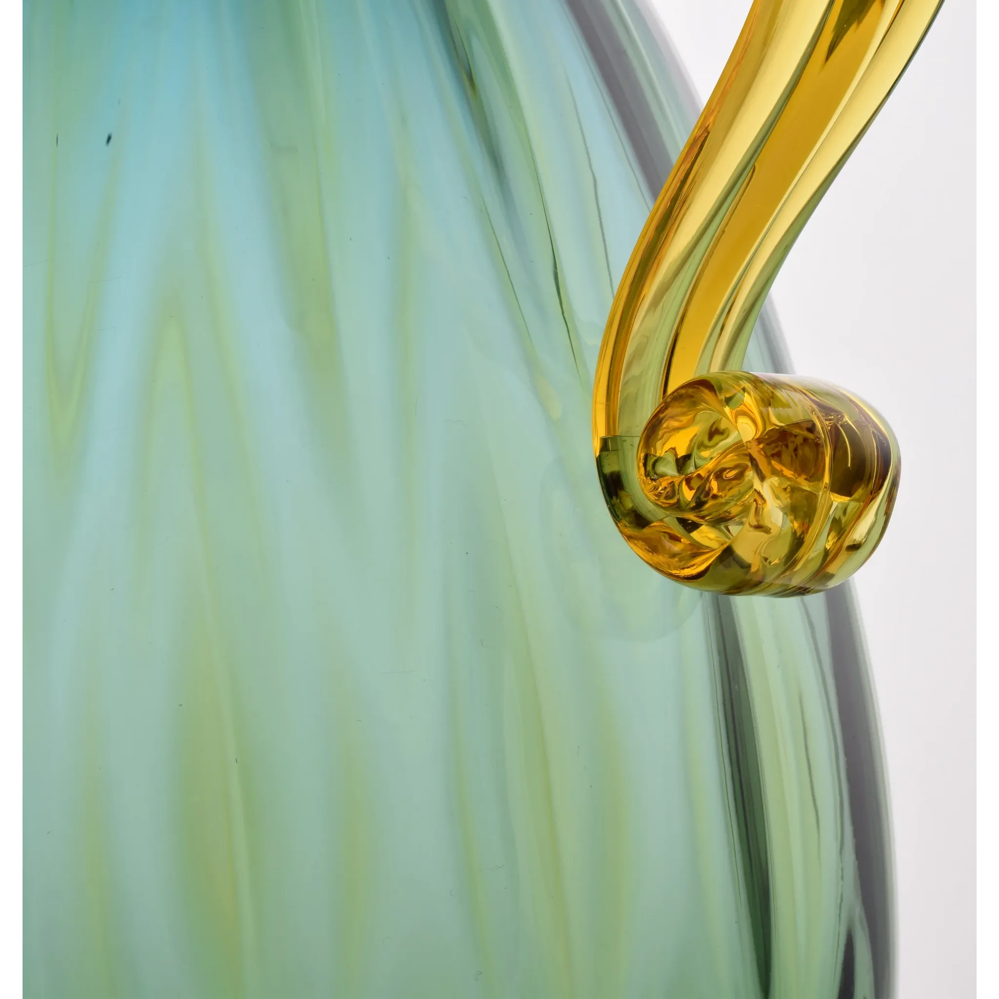 Blenko Glass 2003 Double Handle Vase 9421 - Desert Green / Topaz - View 7