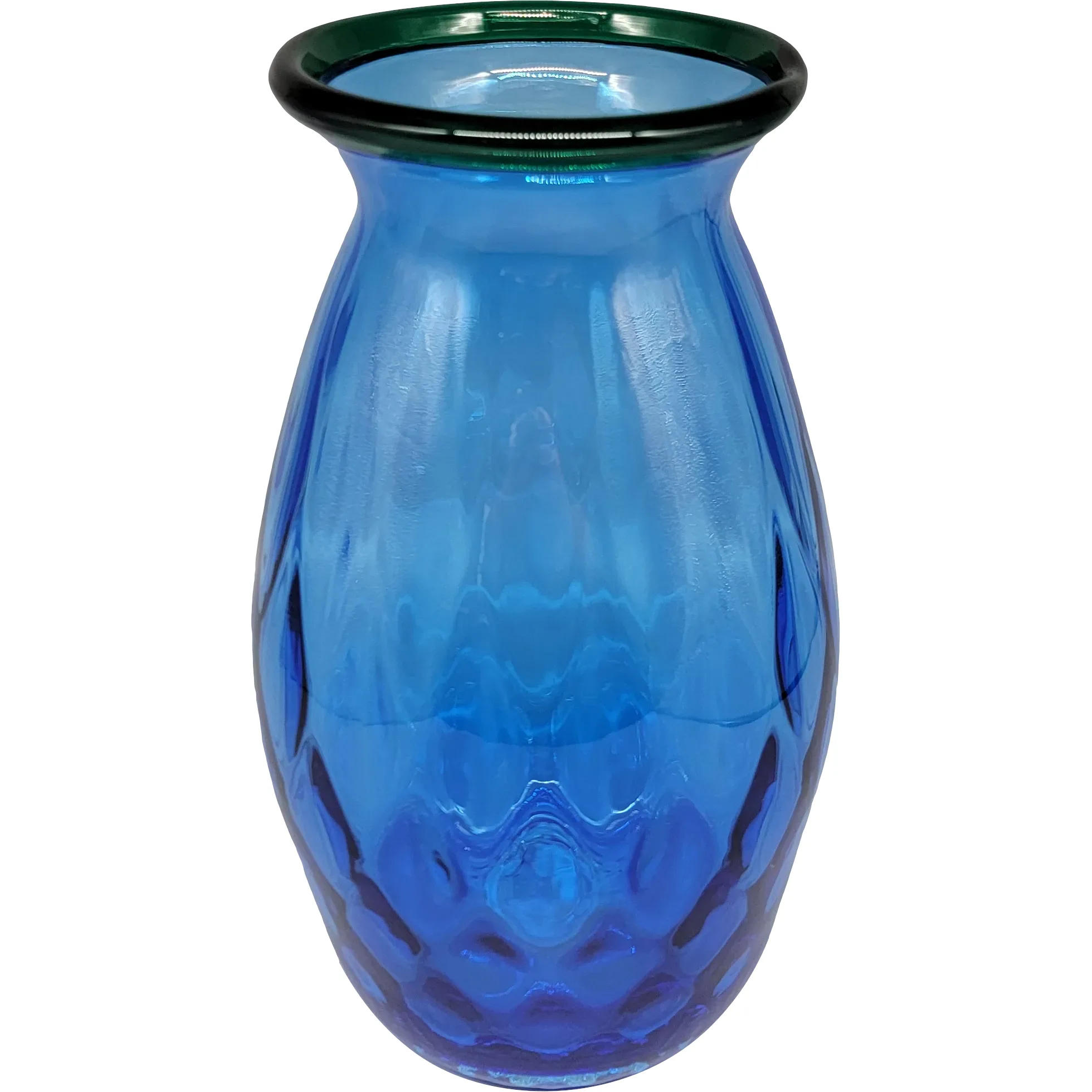 Vintage Blenko vase #9423 in Olive/Cobalt - 1995