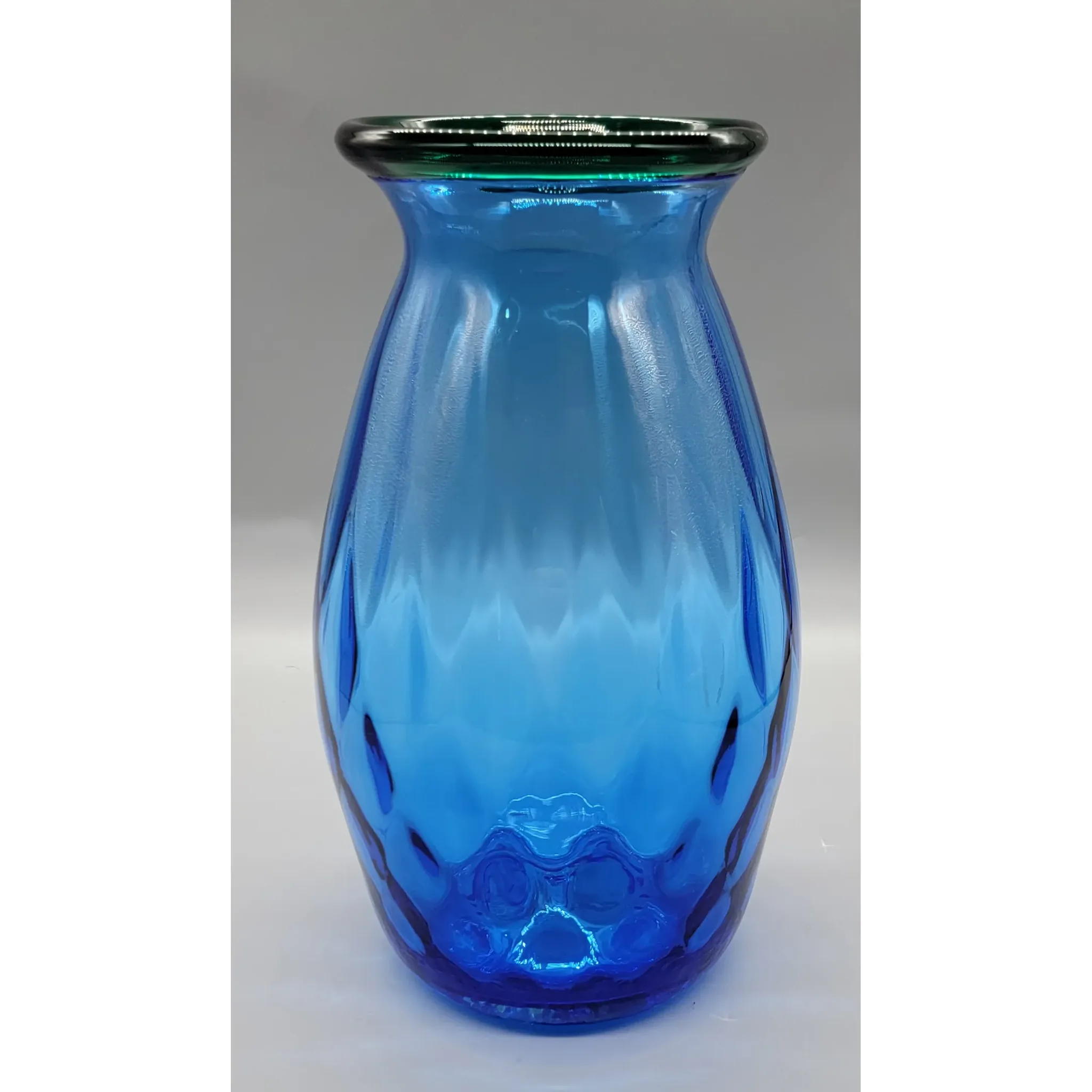 Vintage Blenko vase #9423 in Olive/Cobalt - 1995 - View 2