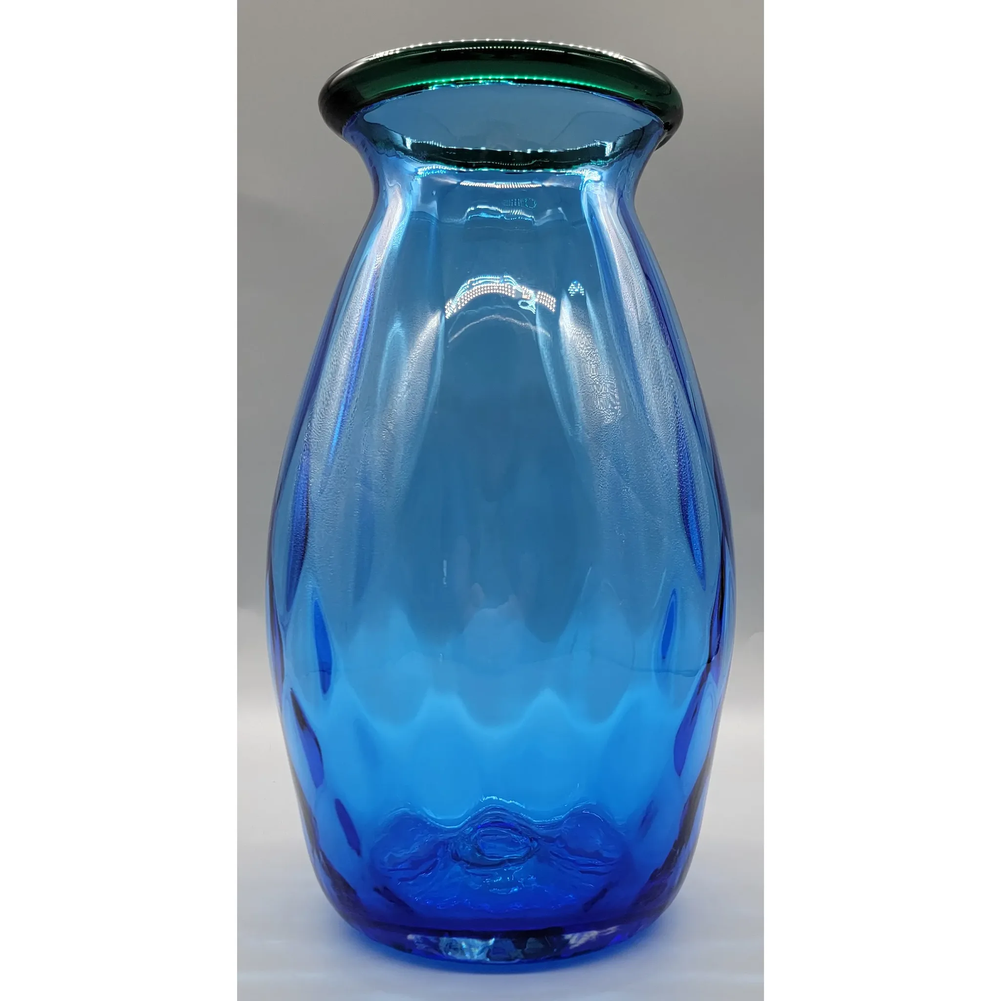 Vintage Blenko vase #9423 in Olive/Cobalt - 1995 - View 4