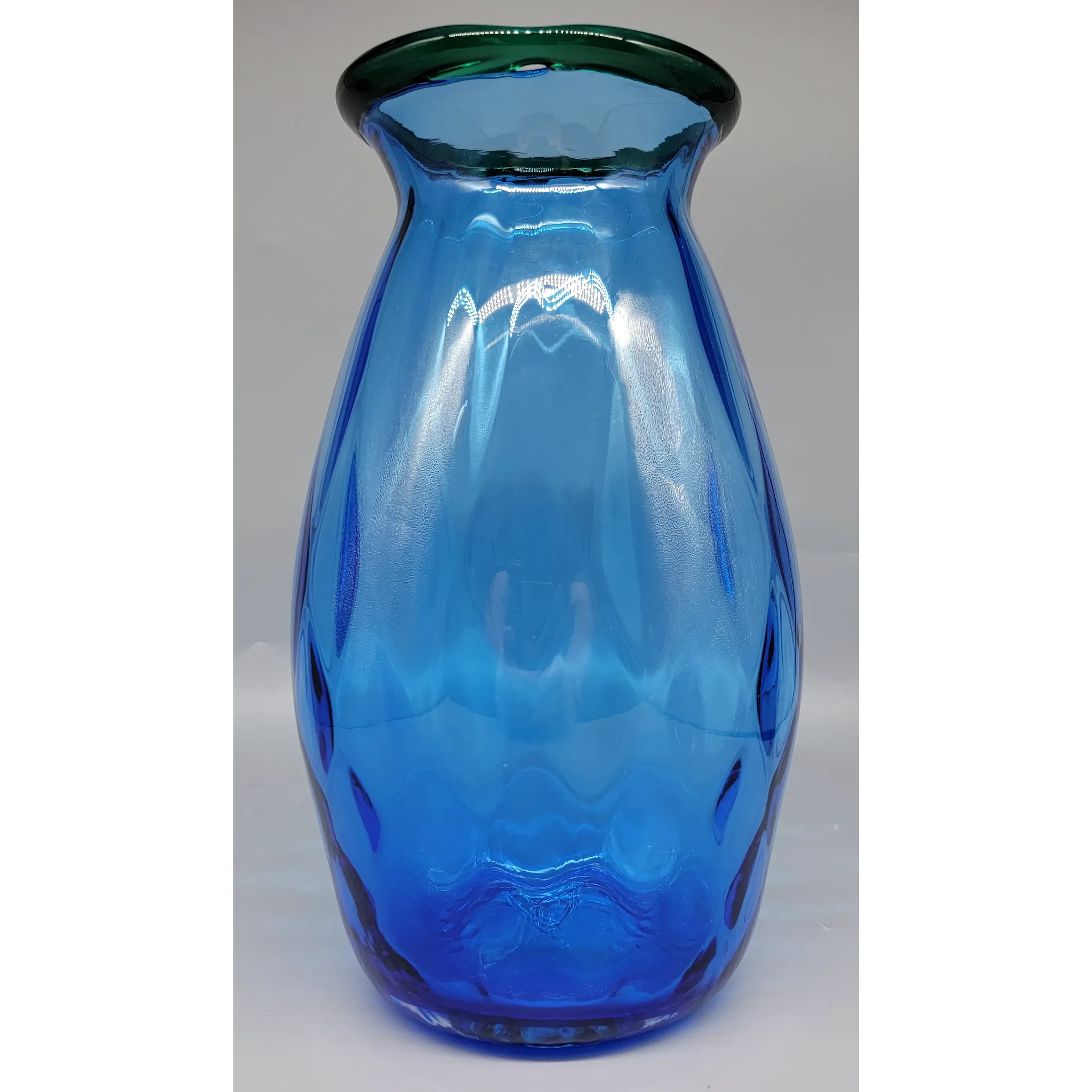 Vintage Blenko vase #9423 in Olive/Cobalt - 1995 - View 5
