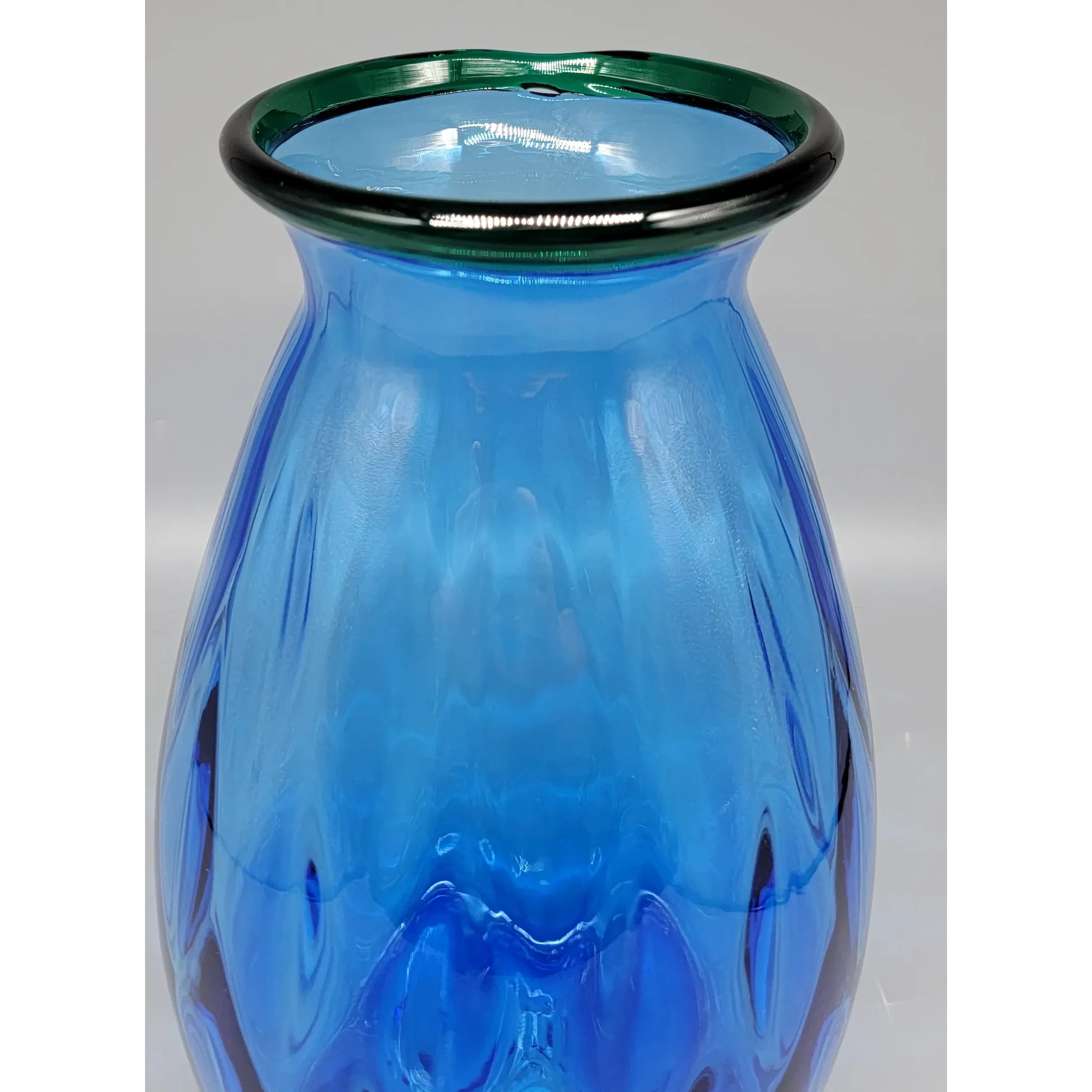 Vintage Blenko vase #9423 in Olive/Cobalt - 1995 - View 6