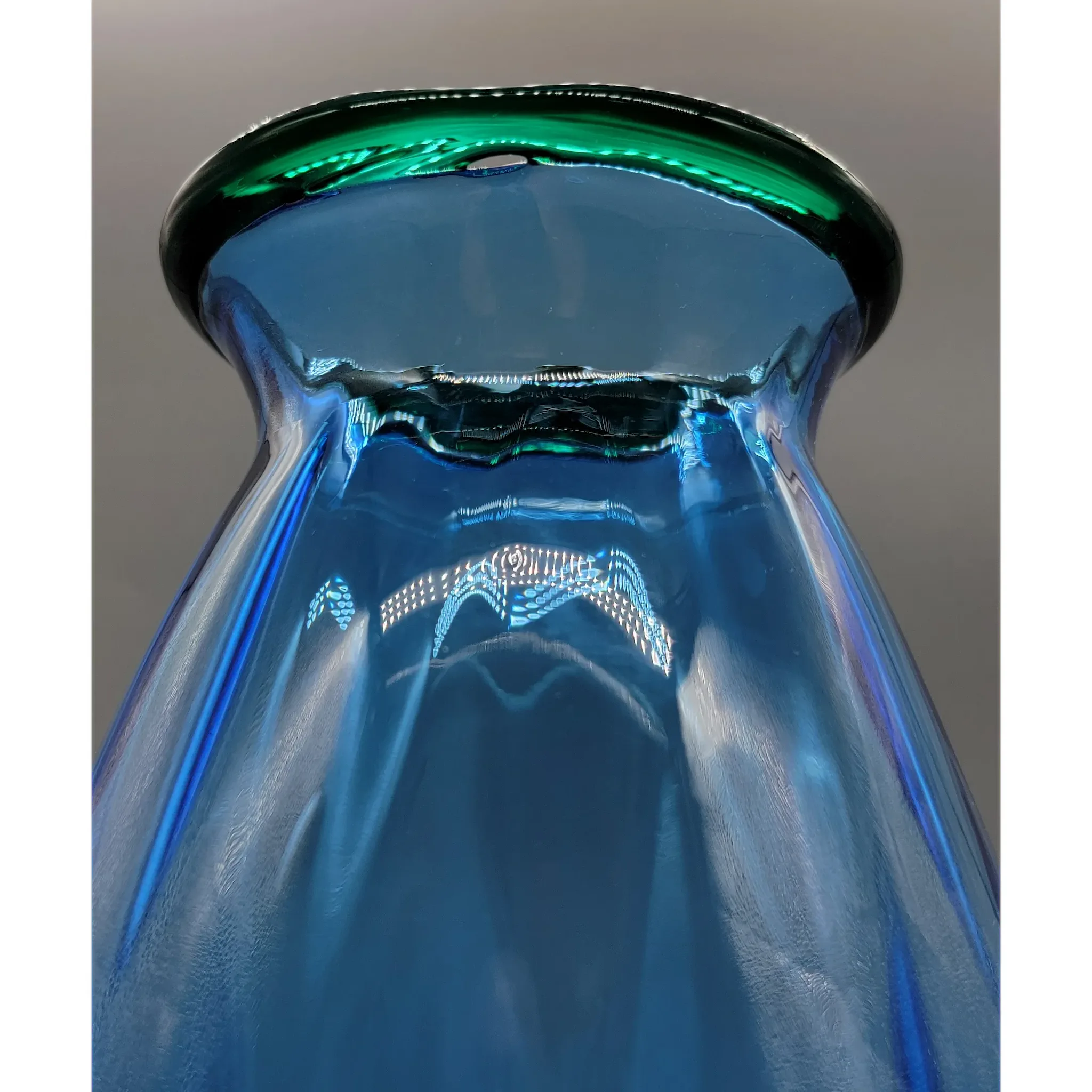 Vintage Blenko vase #9423 in Olive/Cobalt - 1995 - View 7