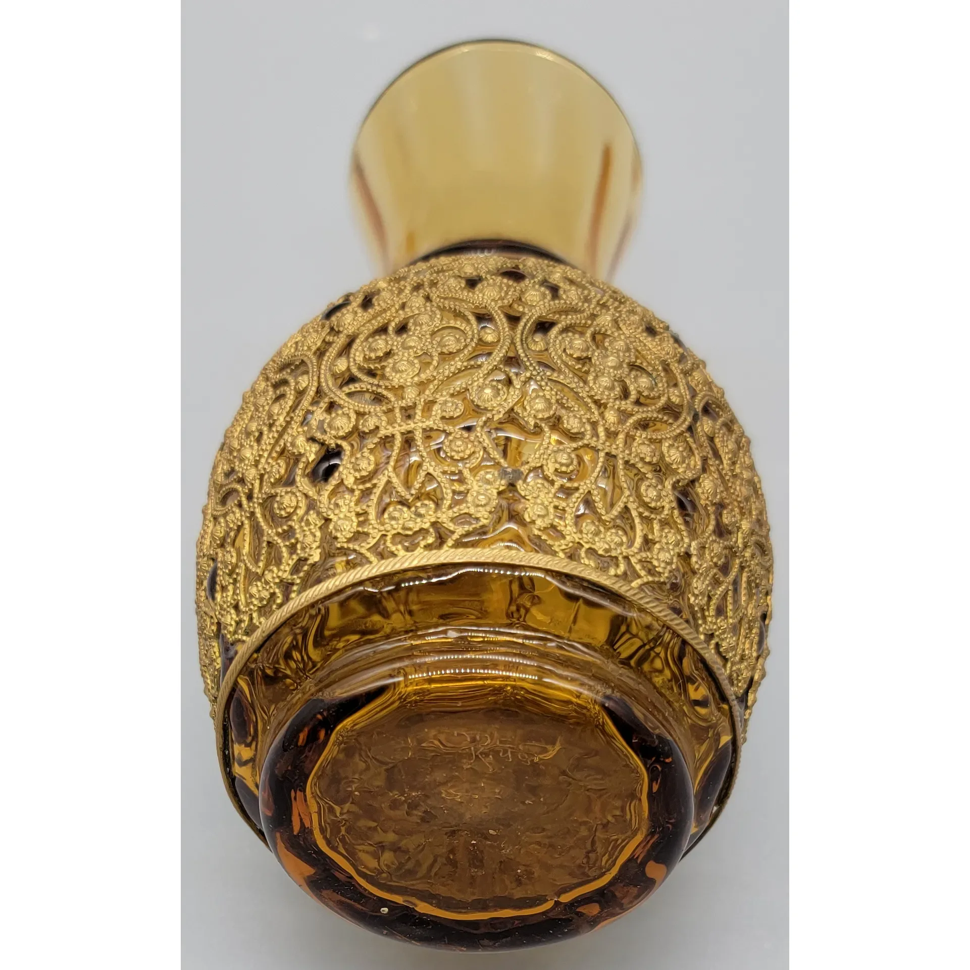Antique Fritz Heckaert/Adolf Heyden Amber Vase with Brass Filigree - View 4