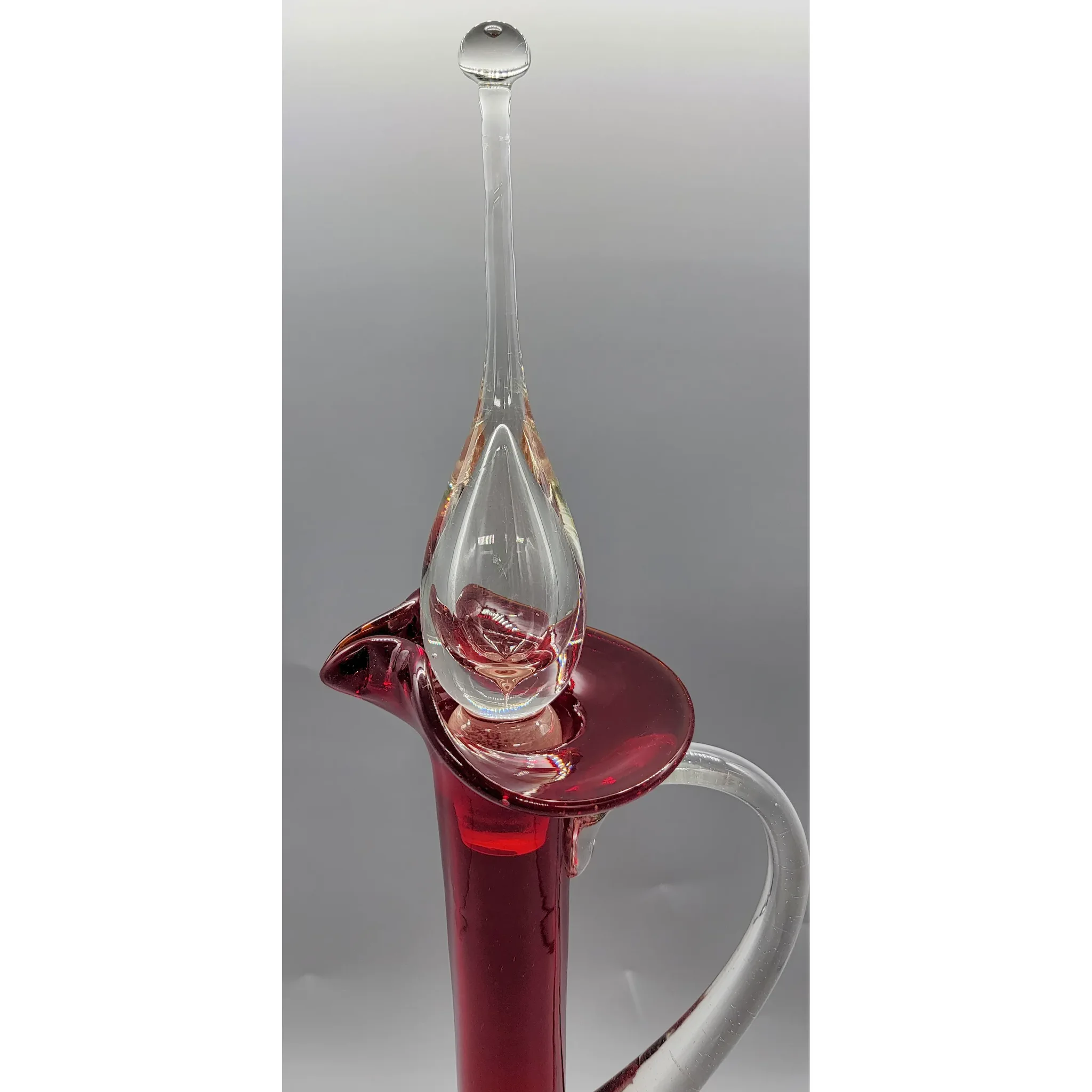Mid Century Modern MCM Tall Bischoff Ruby Red Glass Decanter - View 3