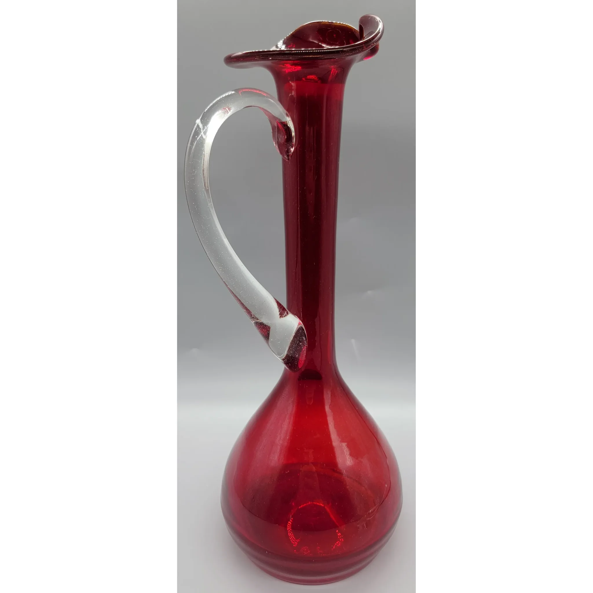 Mid Century Modern MCM Tall Bischoff Ruby Red Glass Decanter - View 4