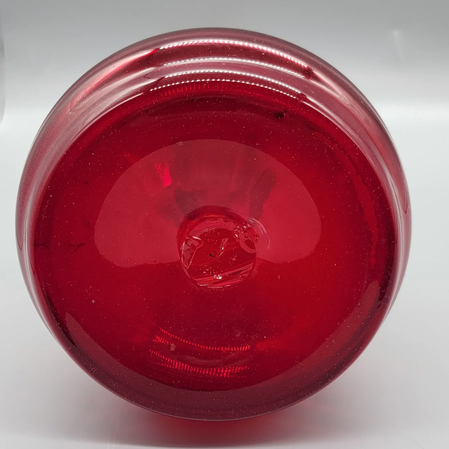 Mid Century Modern MCM Tall Bischoff Ruby Red Glass Decanter - View 7