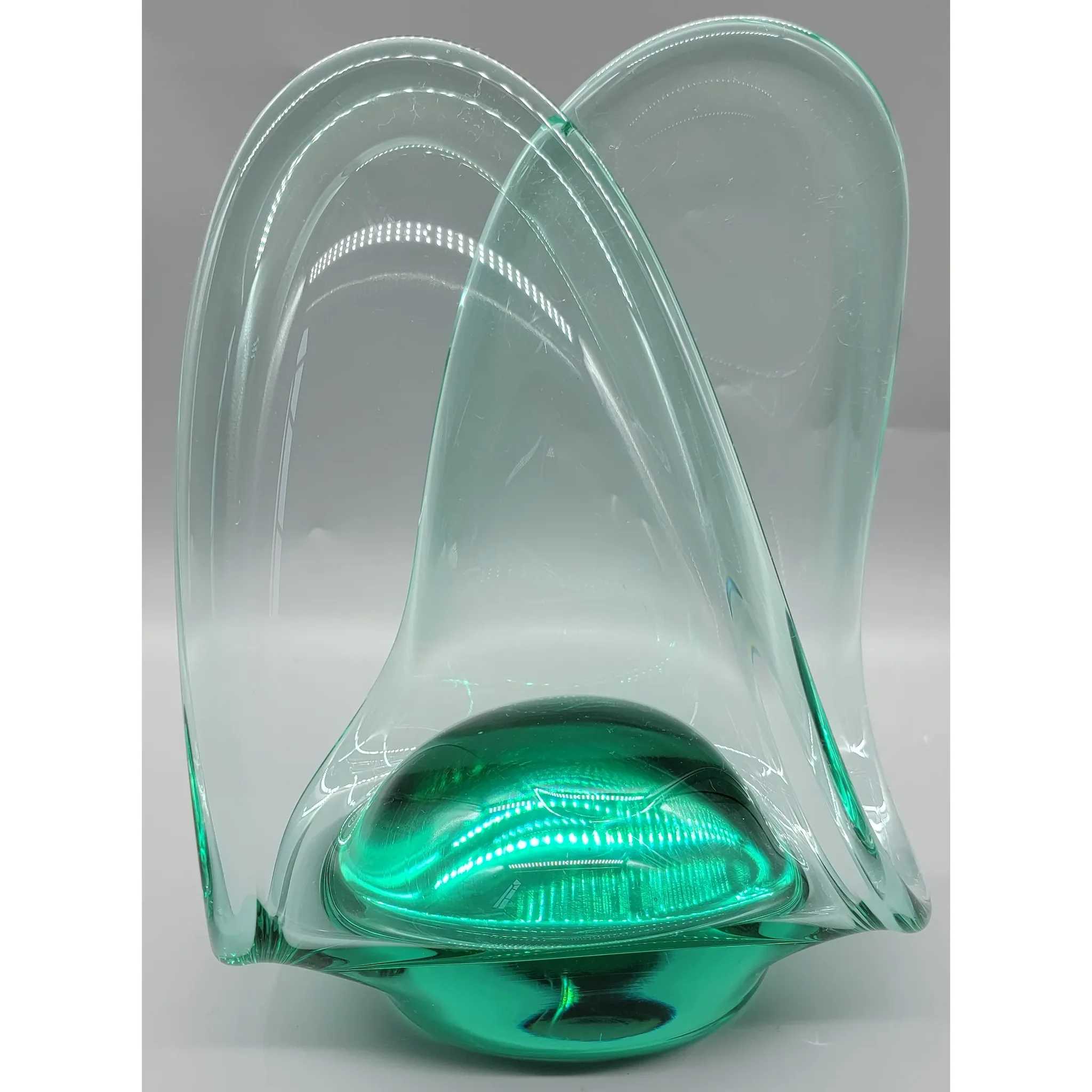 Vintage Art Glass Scupture - Heavy Magnifying Base - View 6