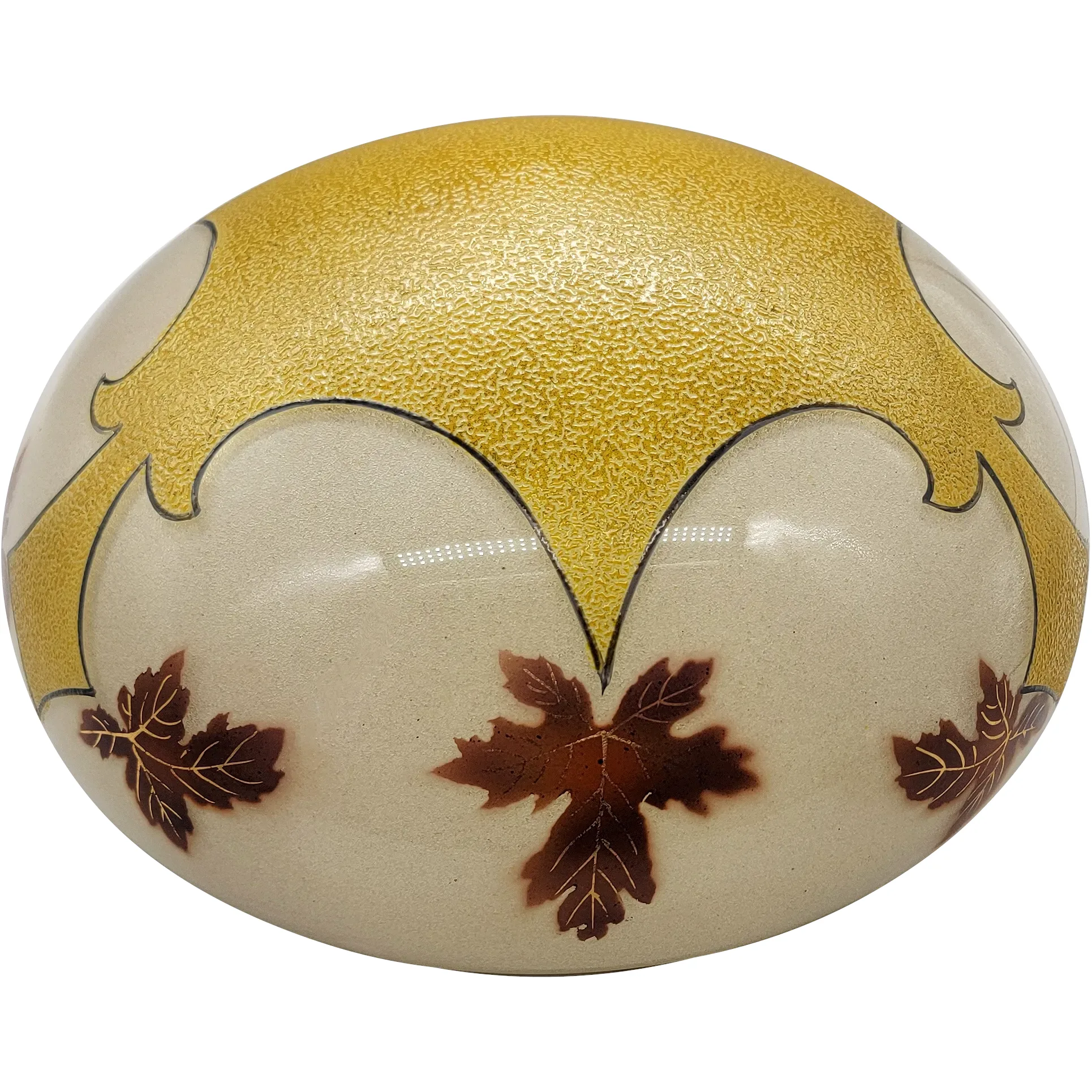 Antique Glass Dome / Mushroom Lamp Shade - Maple Leaf Decoration
