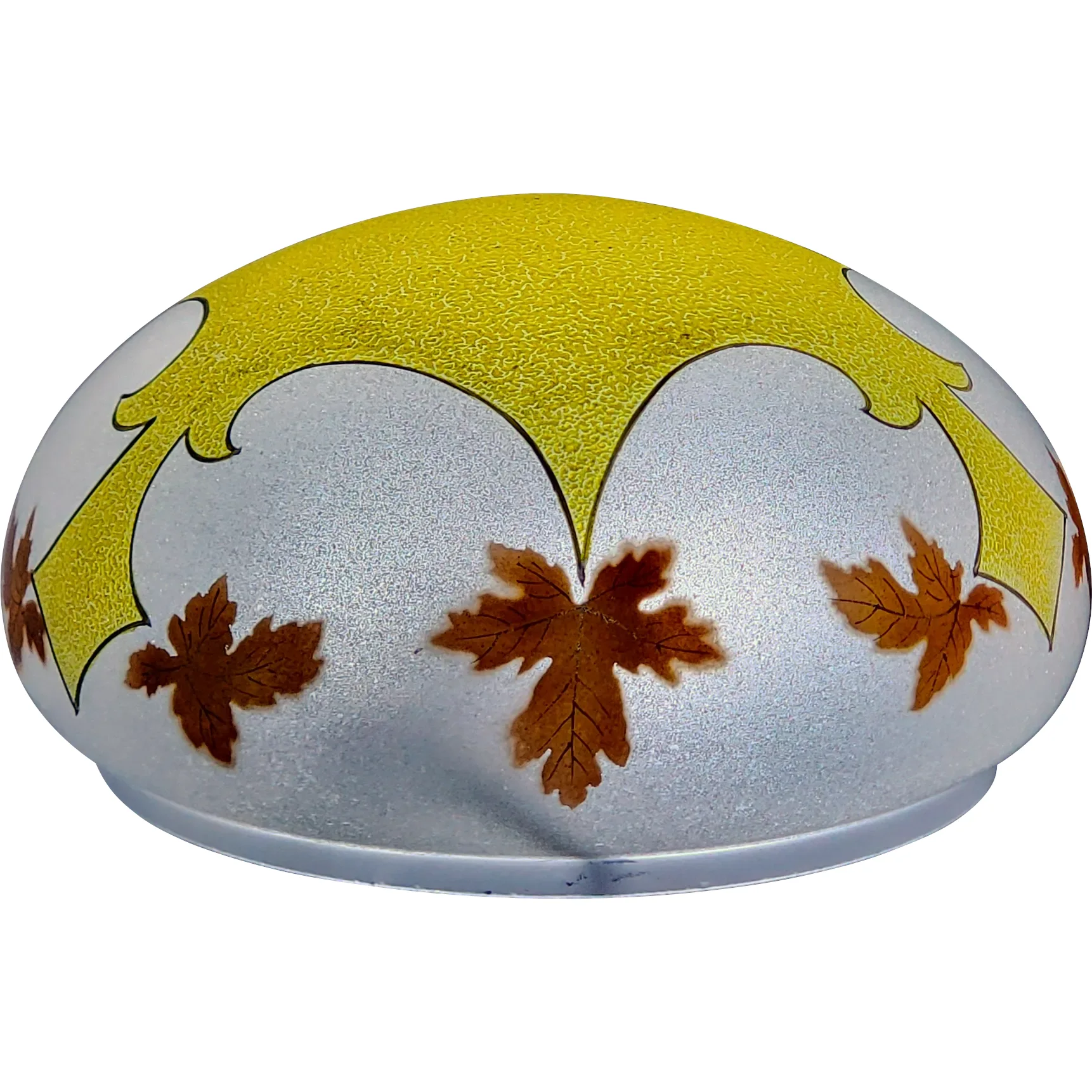 Antique Glass Dome / Mushroom Lamp Shade - Maple Leaf Decoration - View 2