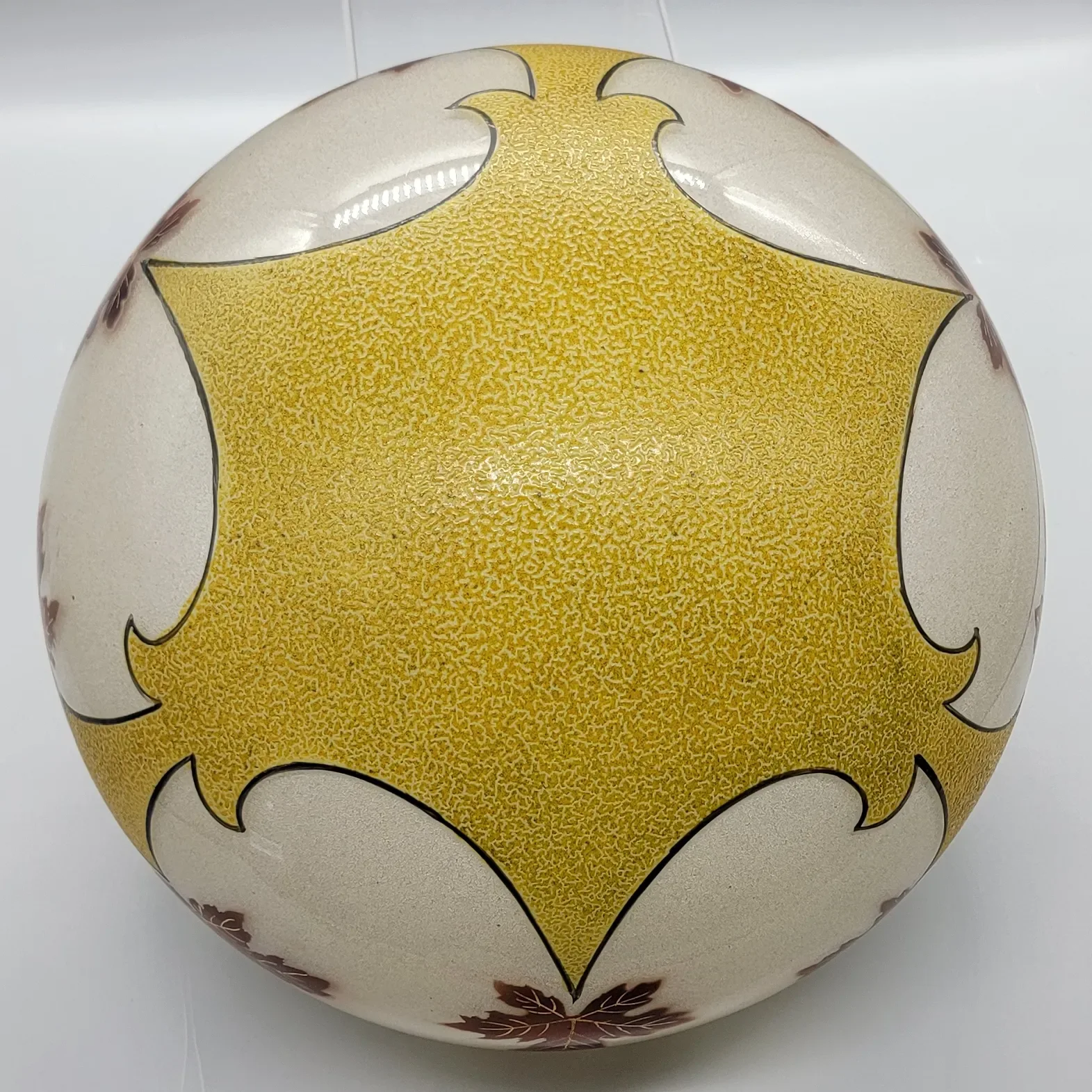 Antique Glass Dome / Mushroom Lamp Shade - Maple Leaf Decoration - View 4