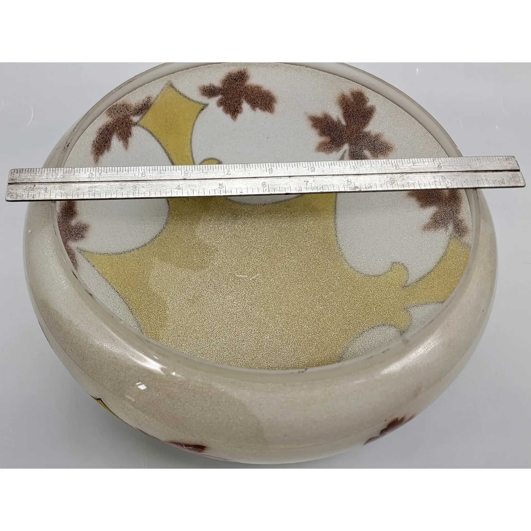 Antique Glass Dome / Mushroom Lamp Shade - Maple Leaf Decoration - View 8