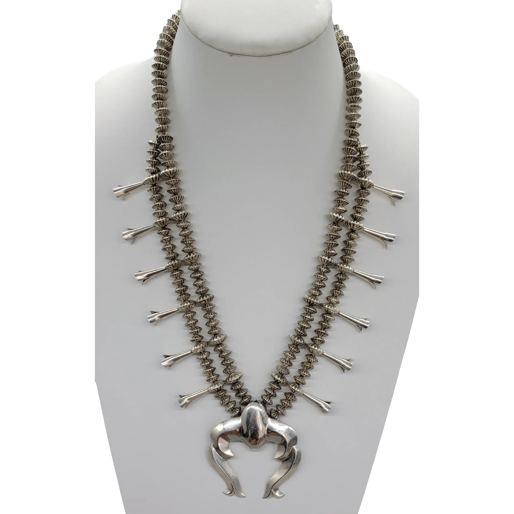 Vintage Southwestern Sterling Silver Squash Blossom Necklace