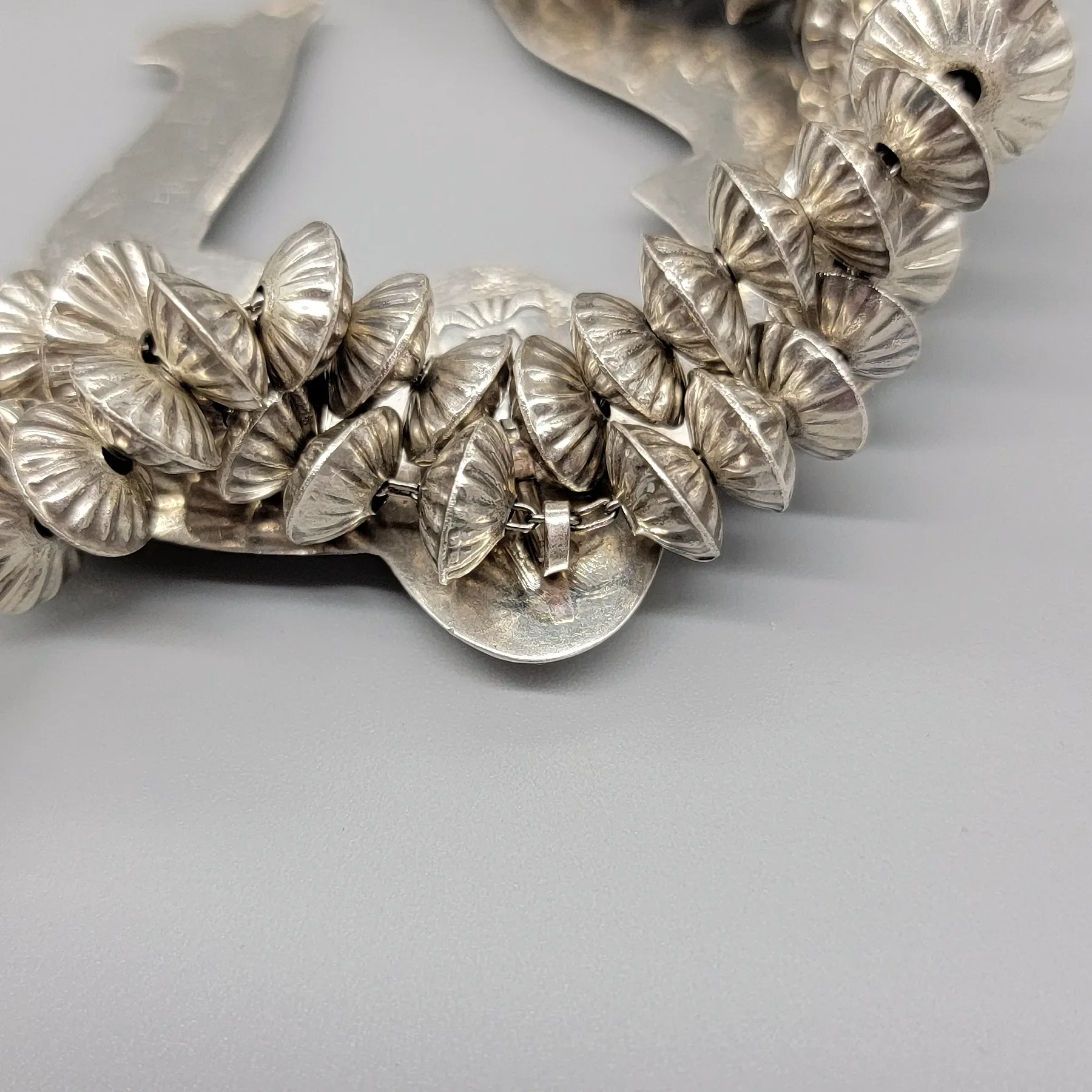 Vintage Southwestern Sterling Silver Squash Blossom Necklace - View 10