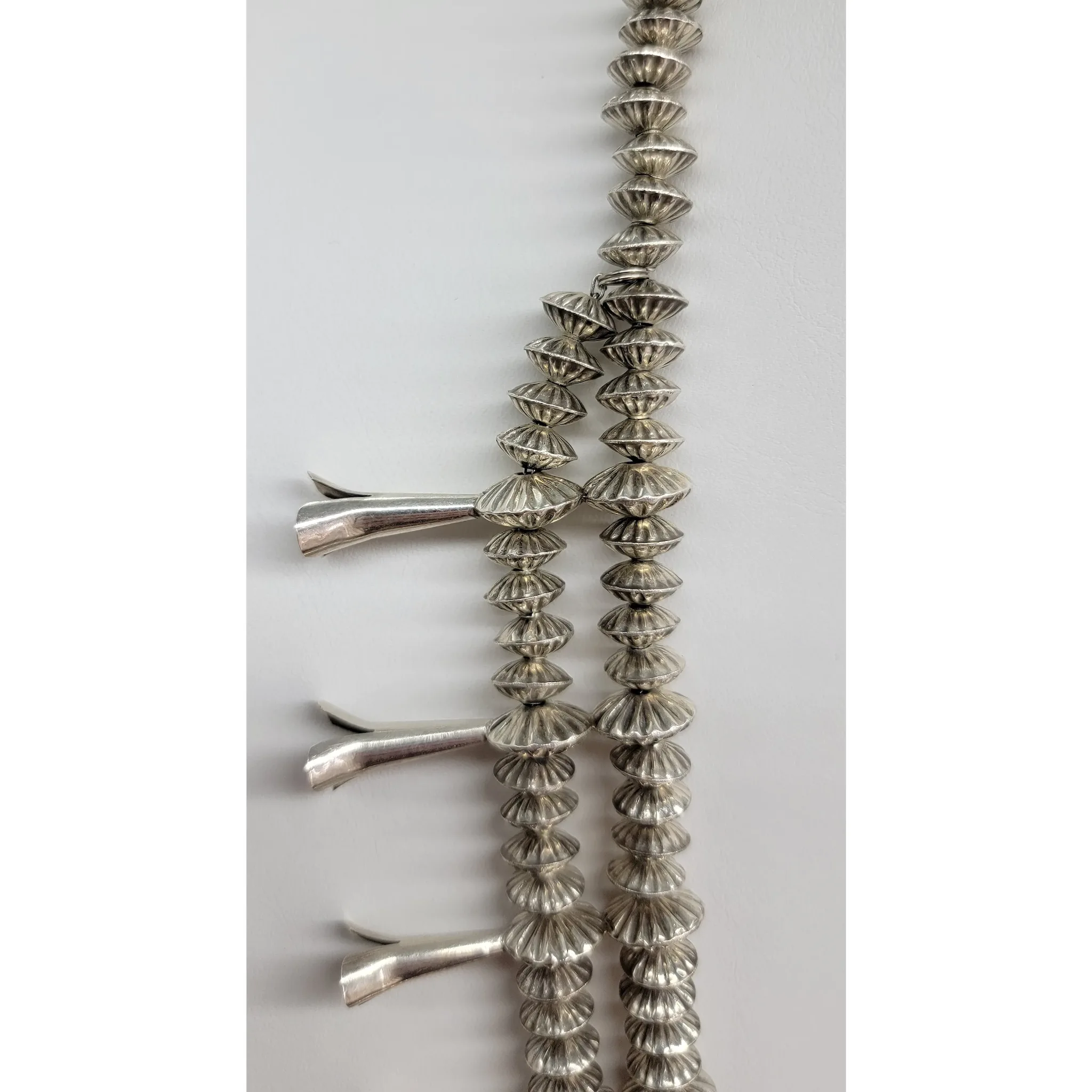 Vintage Southwestern Sterling Silver Squash Blossom Necklace - View 13