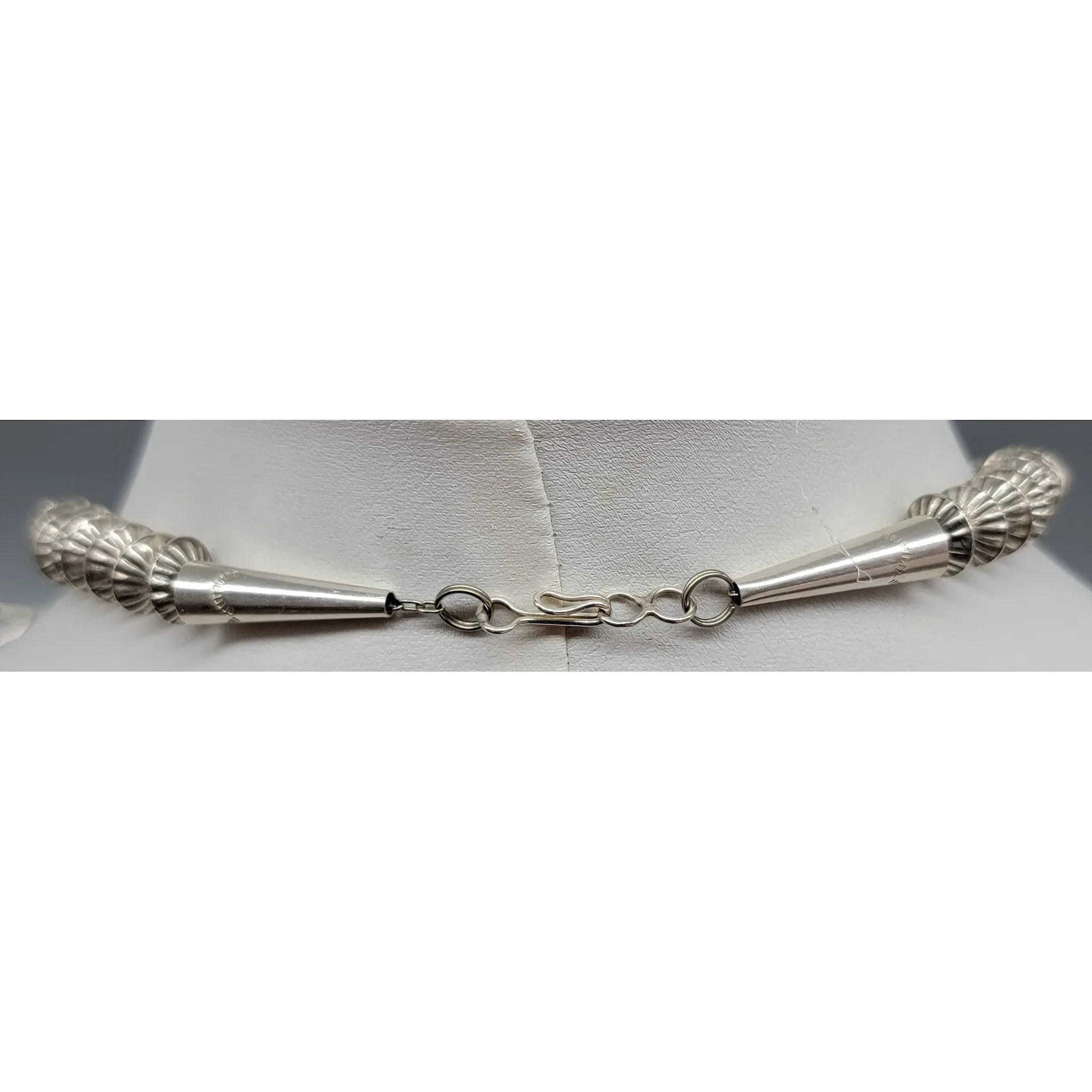 Vintage Southwestern Sterling Silver Squash Blossom Necklace - View 14