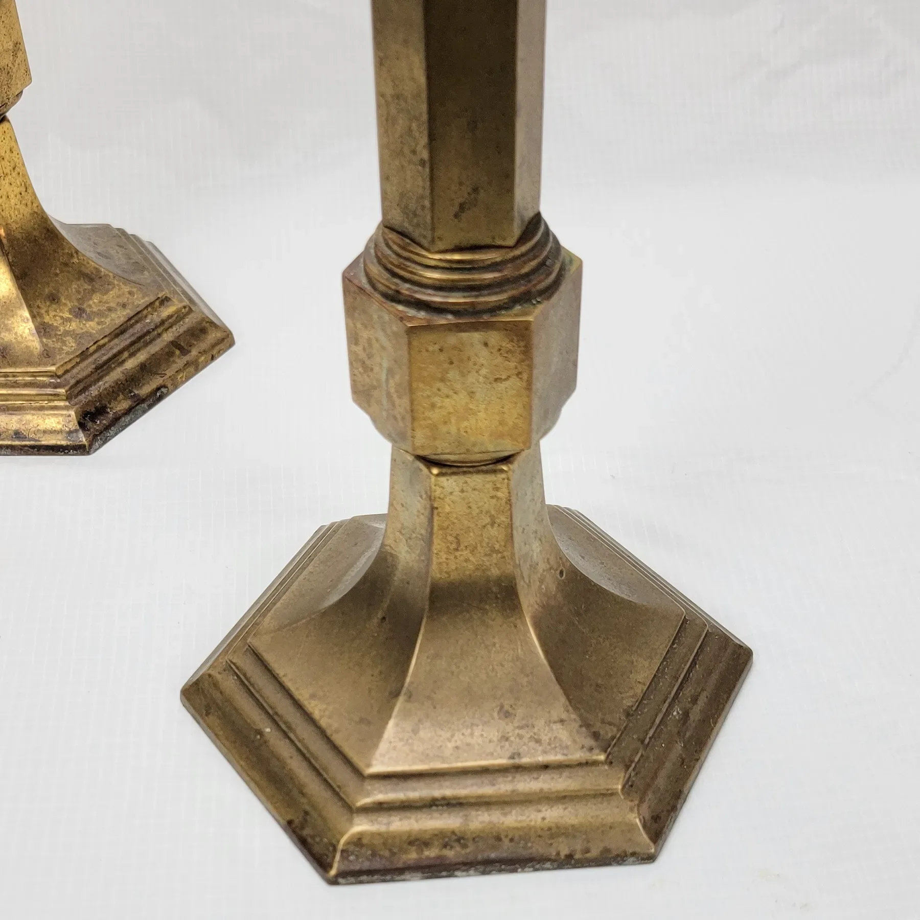 Pair Vintage Brass Articulated 7-Light Candelabra - View 11